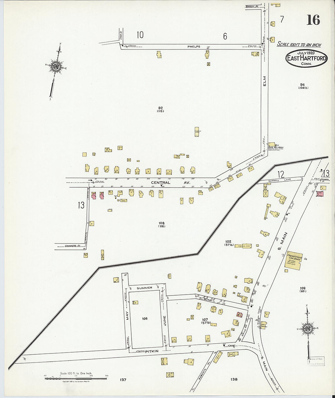 This old map of East Hartford, Hartford County, Connecticut was created by Sanborn Map Company in 1920