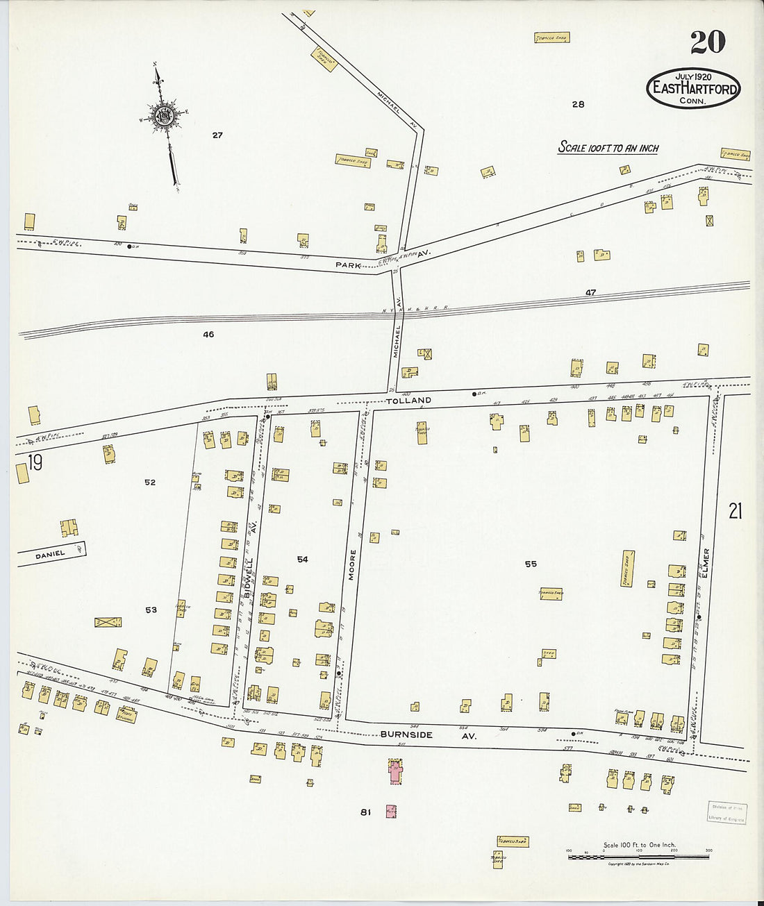 This old map of East Hartford, Hartford County, Connecticut was created by Sanborn Map Company in 1920