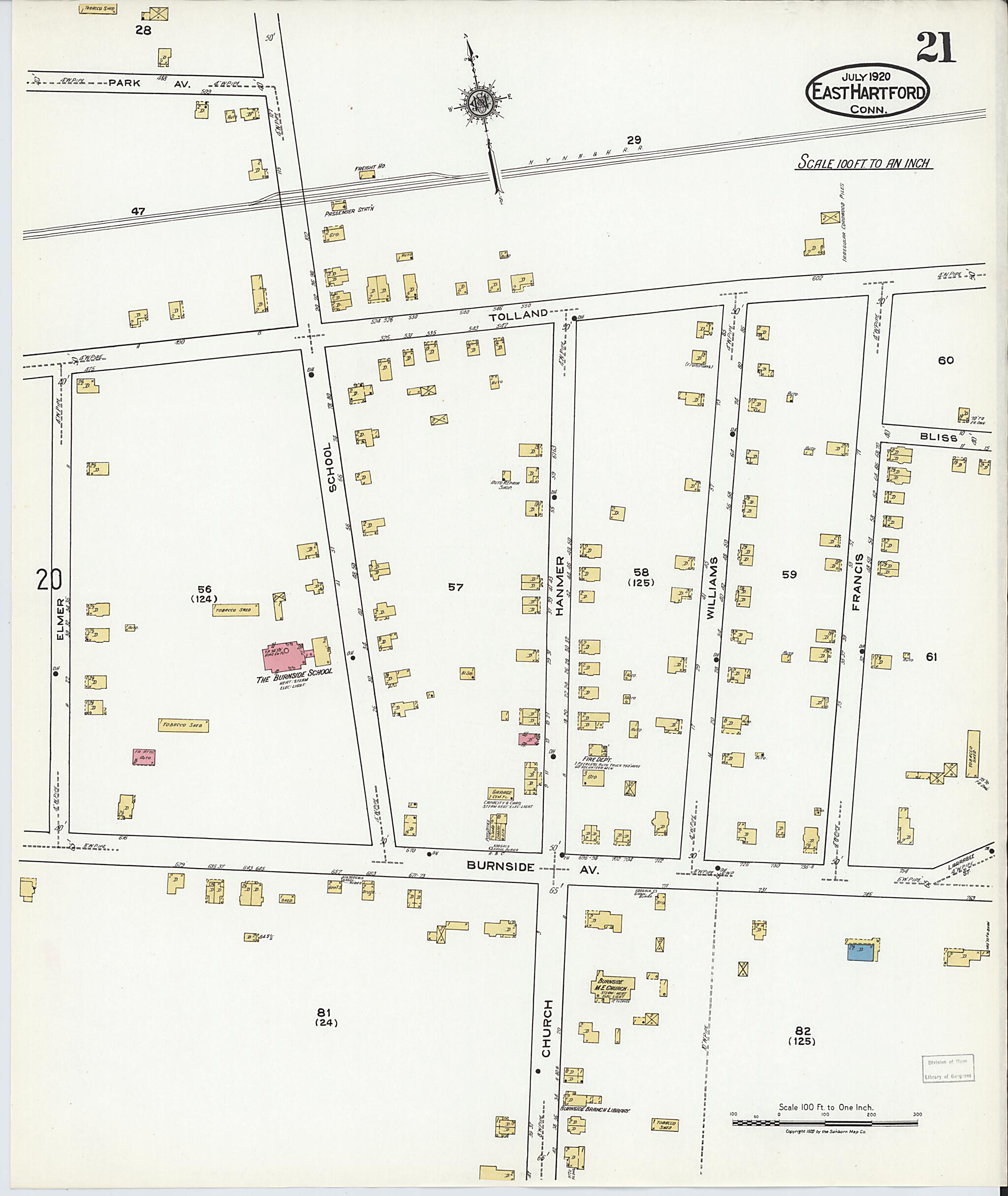This old map of East Hartford, Hartford County, Connecticut was created by Sanborn Map Company in 1920