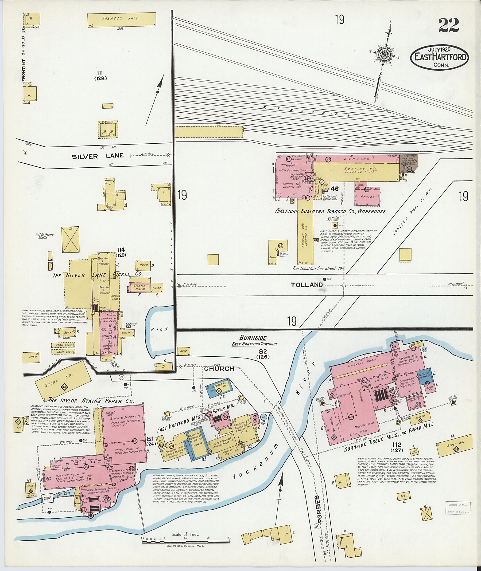This old map of East Hartford, Hartford County, Connecticut was created by Sanborn Map Company in 1920