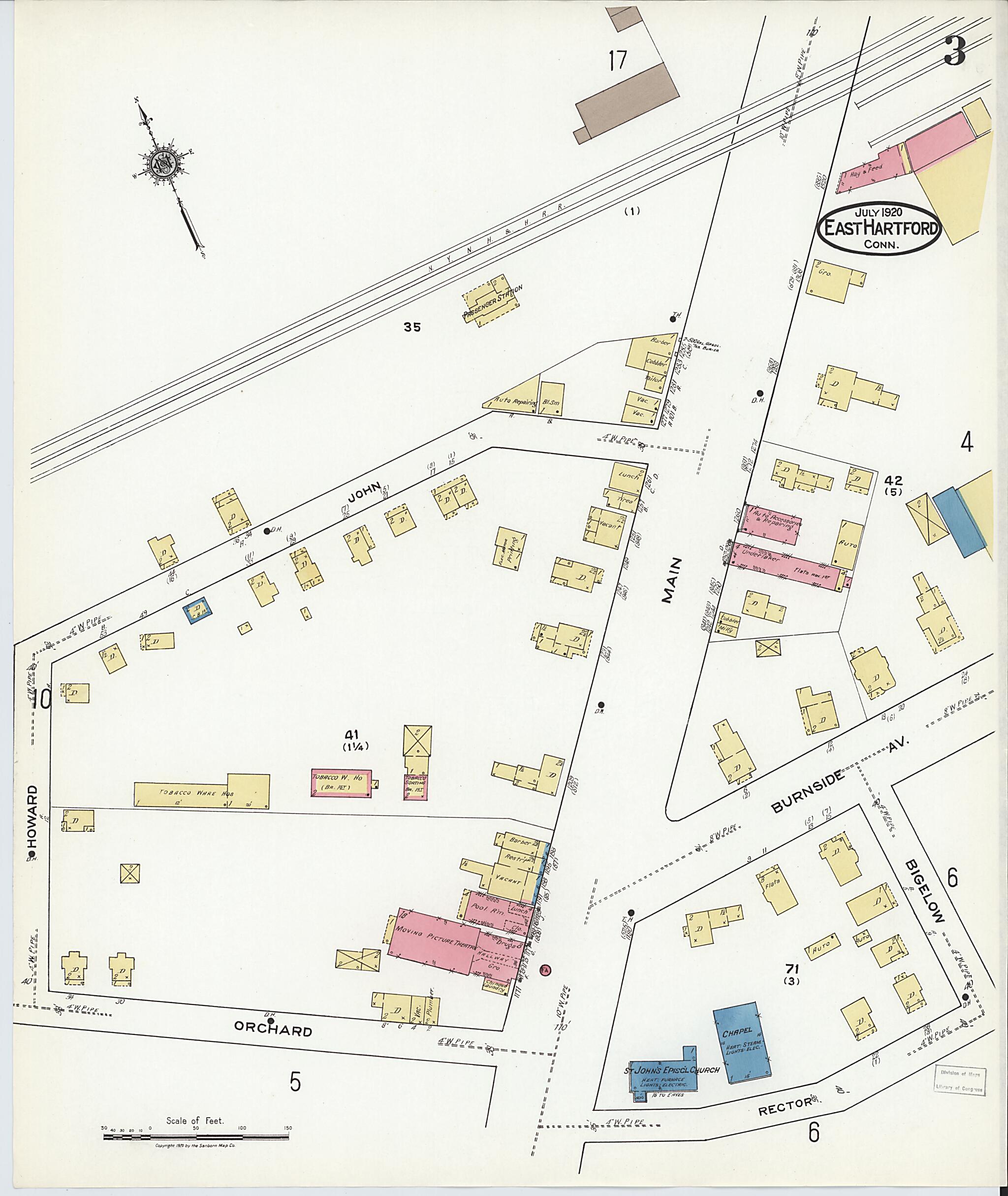 This old map of East Hartford, Hartford County, Connecticut was created by Sanborn Map Company in 1920