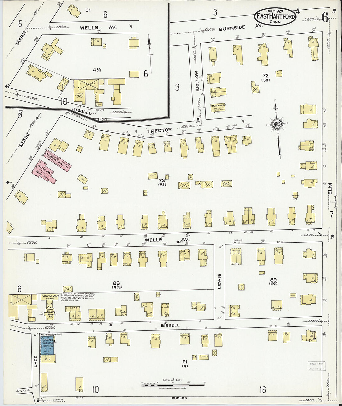 This old map of East Hartford, Hartford County, Connecticut was created by Sanborn Map Company in 1920