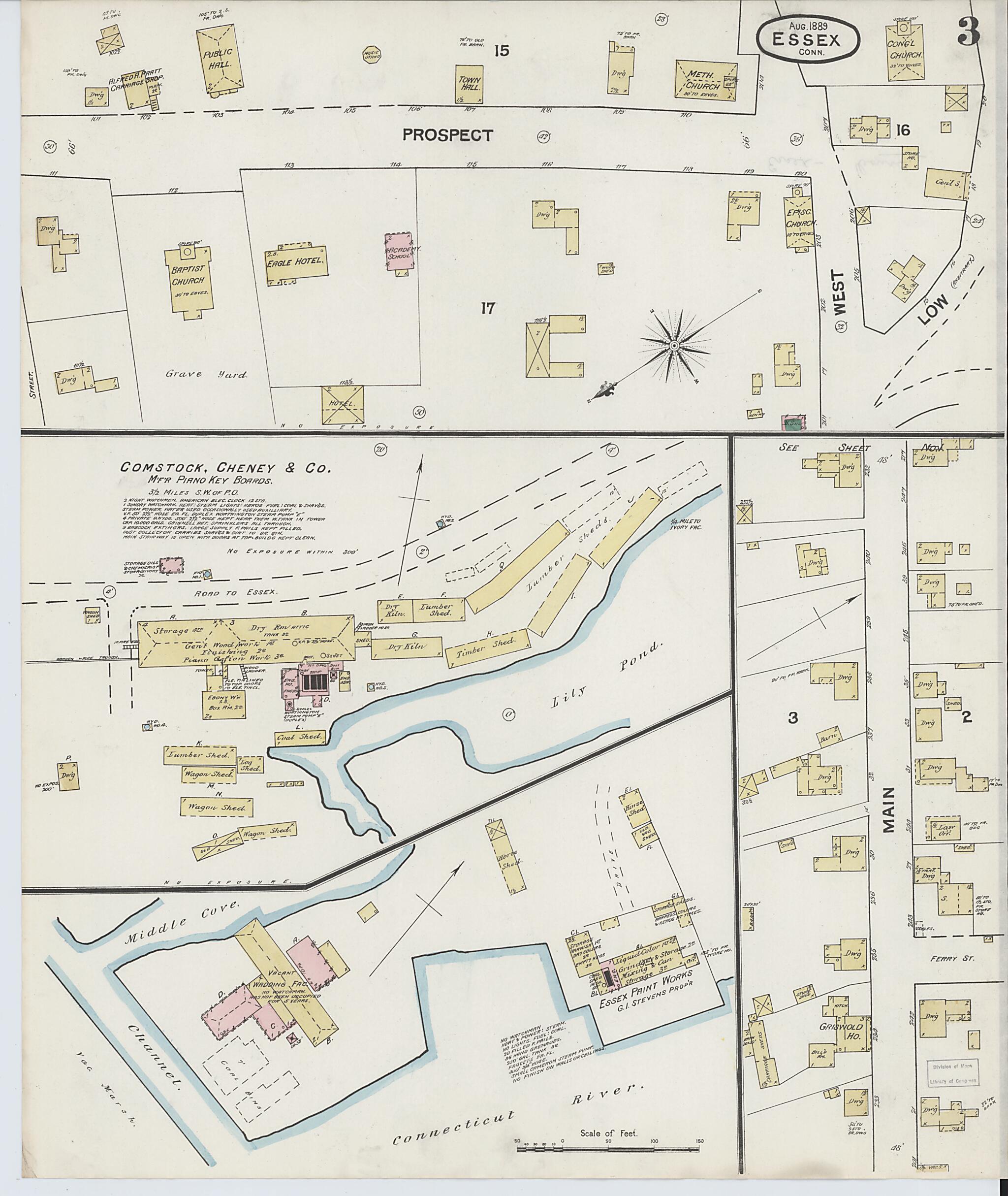 This old map of Essex, Middlesex County, Connecticut was created by Sanborn Map Company in 1889