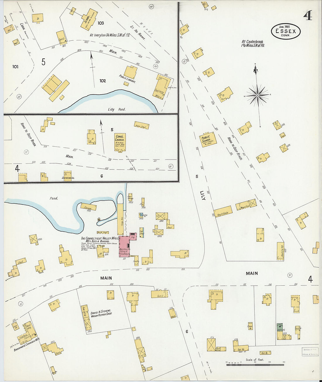 This old map of Essex, Middlesex County, Connecticut was created by Sanborn Map Company in 1901