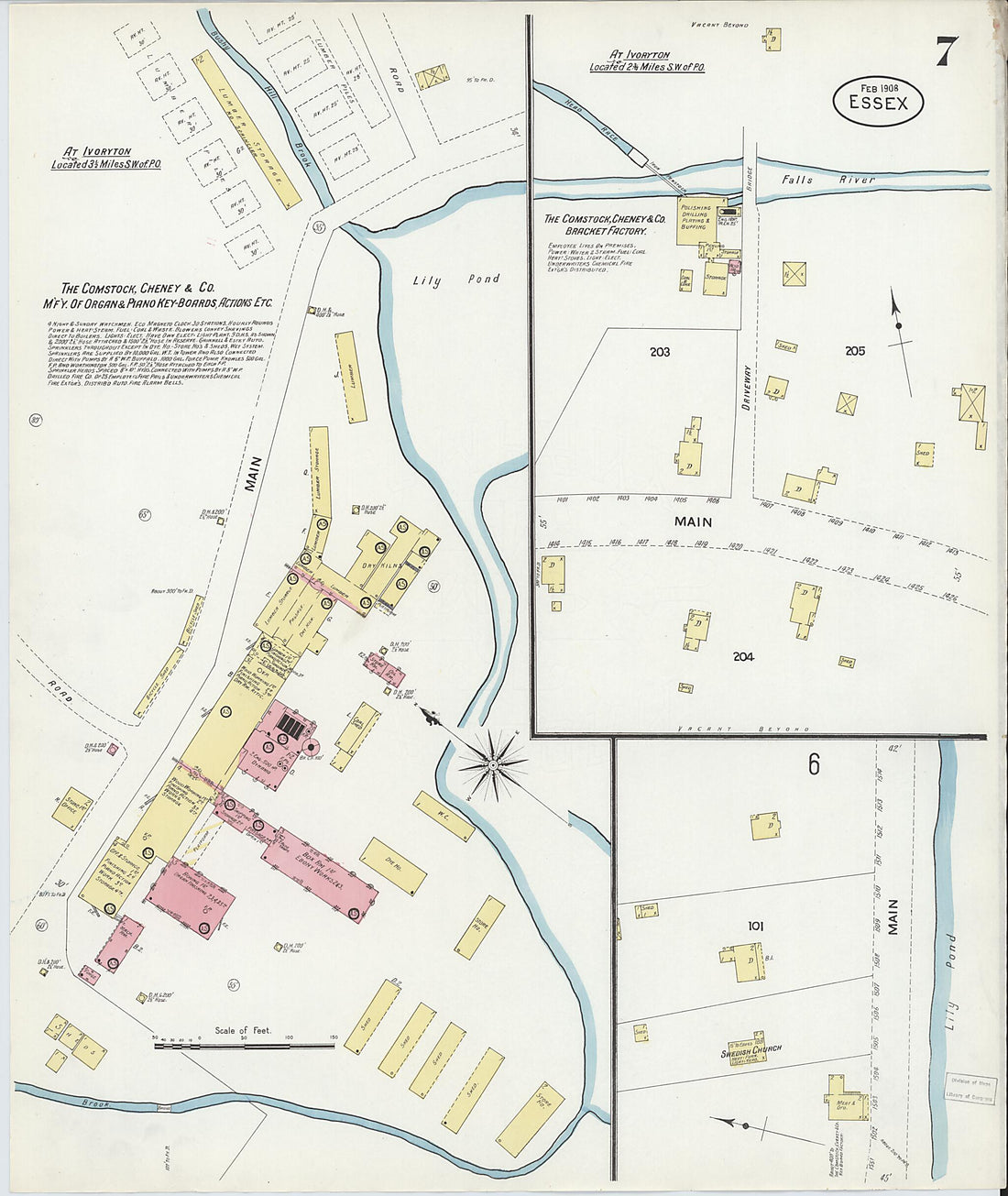 This old map of Essex, Middlesex County, Connecticut was created by Sanborn Map Company in 1908