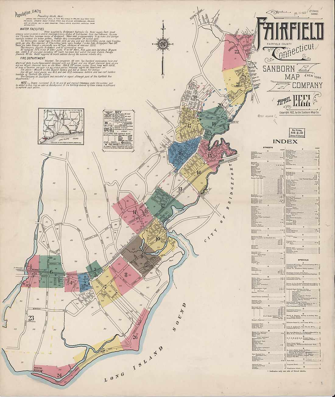 This old map of Fairfield, Fairfield County, Connecticut was created by Sanborn Map Company in 1922