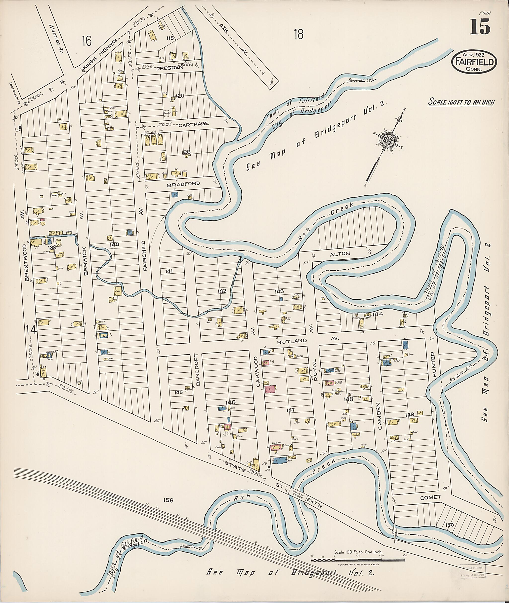 This old map of Fairfield, Fairfield County, Connecticut was created by Sanborn Map Company in 1922
