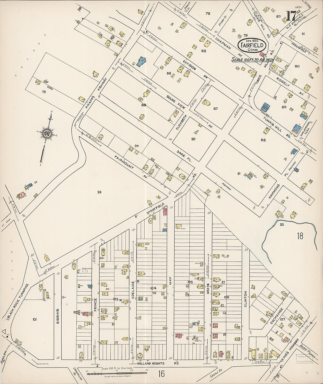 This old map of Fairfield, Fairfield County, Connecticut was created by Sanborn Map Company in 1922