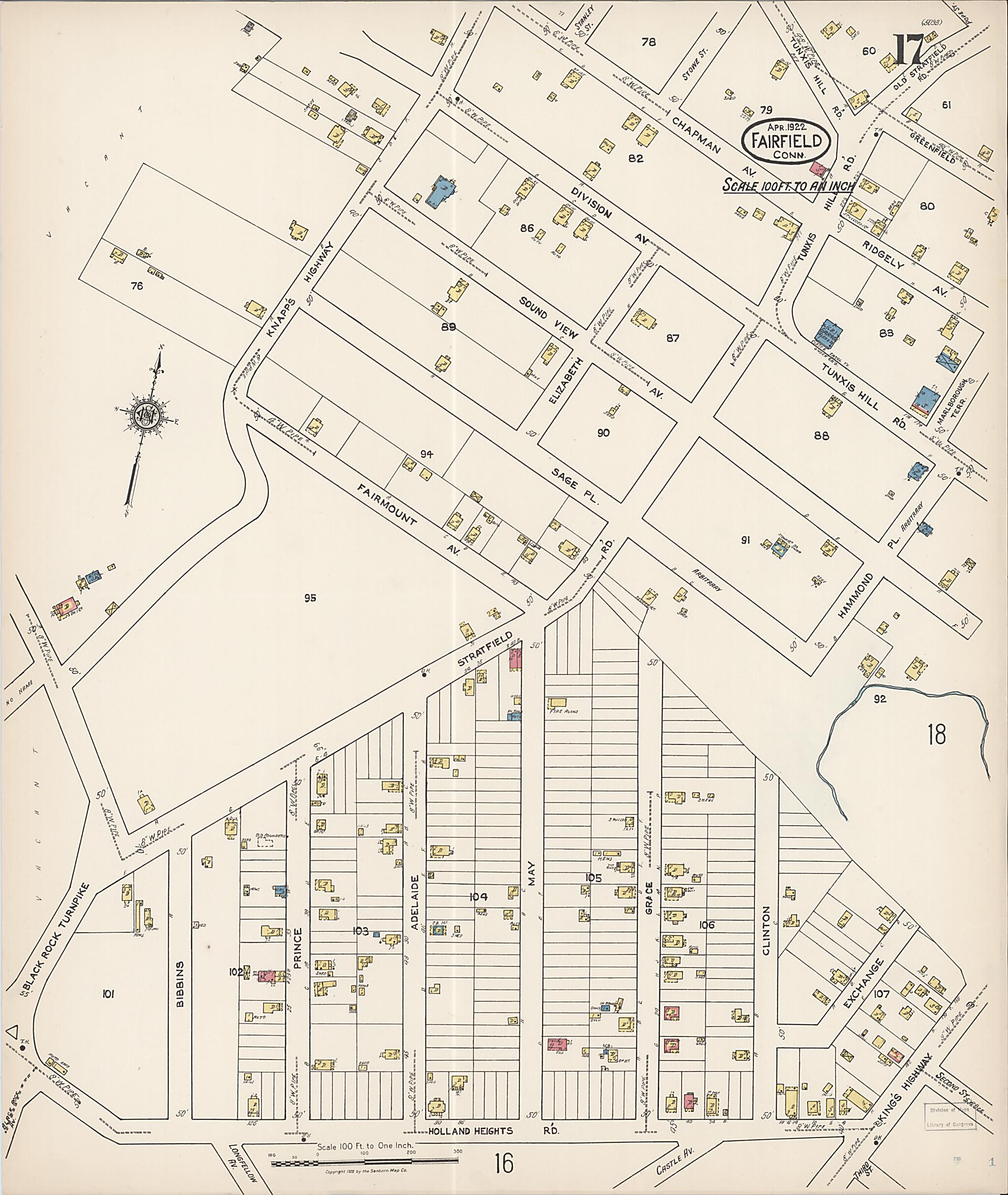 This old map of Fairfield, Fairfield County, Connecticut was created by Sanborn Map Company in 1922