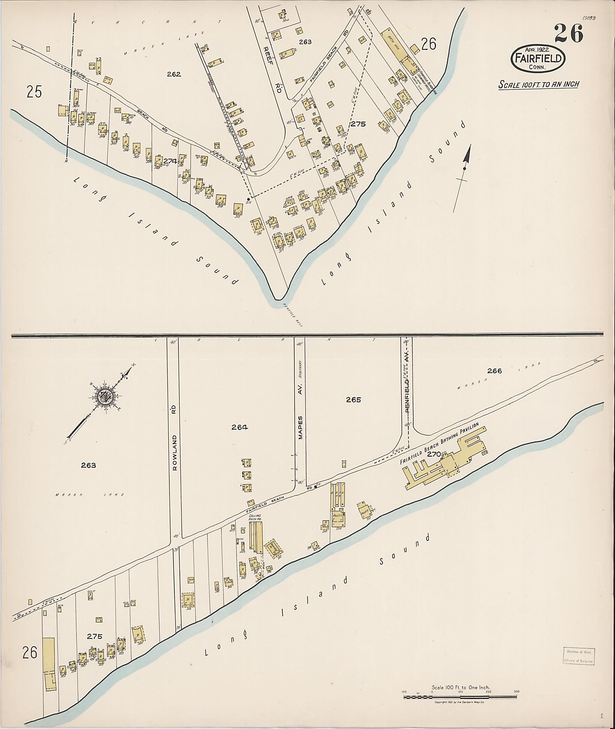 This old map of Fairfield, Fairfield County, Connecticut was created by Sanborn Map Company in 1922