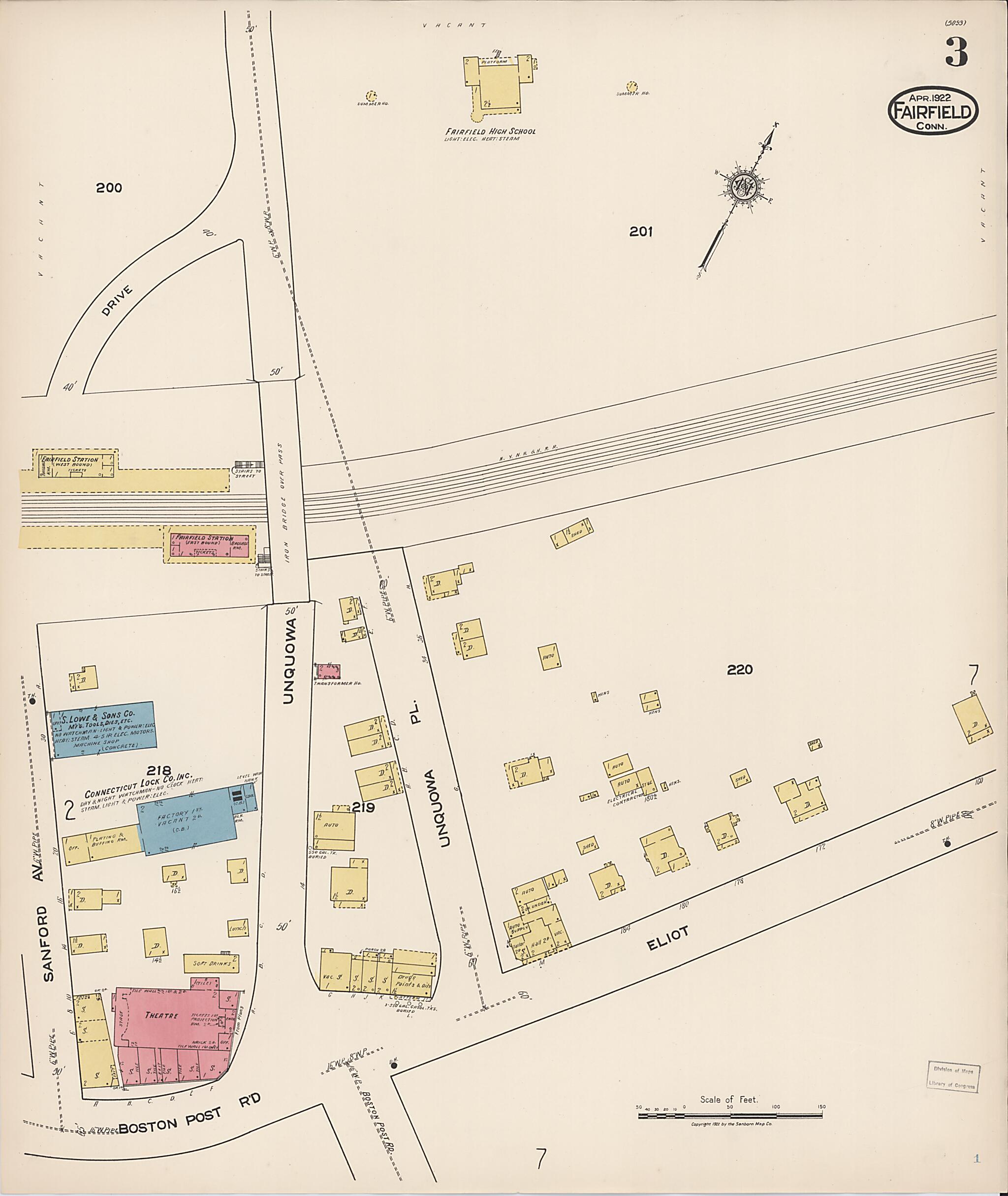 This old map of Fairfield, Fairfield County, Connecticut was created by Sanborn Map Company in 1922