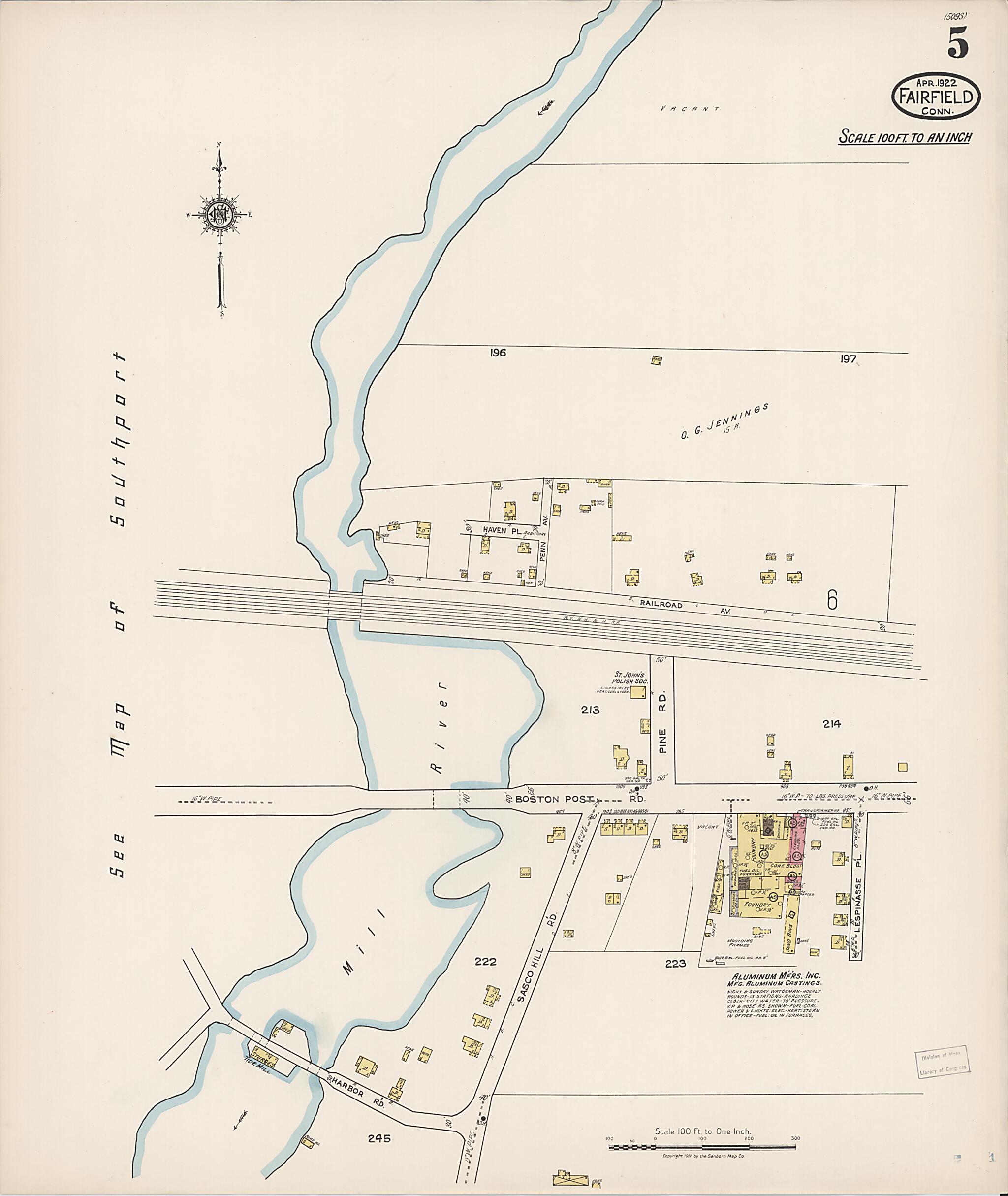 This old map of Fairfield, Fairfield County, Connecticut was created by Sanborn Map Company in 1922
