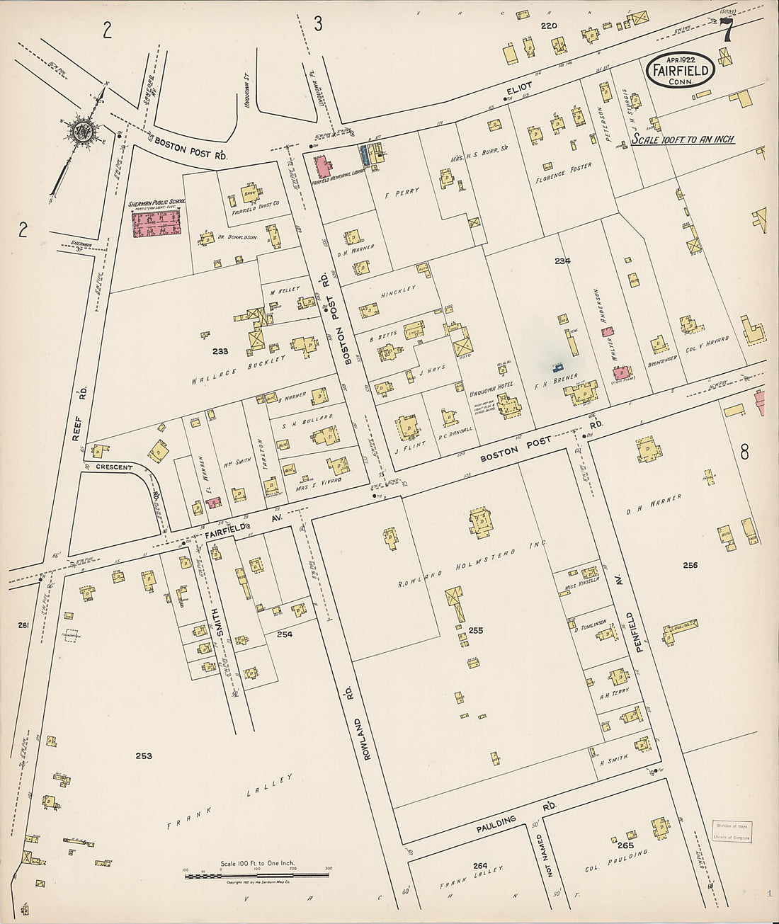 This old map of Fairfield, Fairfield County, Connecticut was created by Sanborn Map Company in 1922