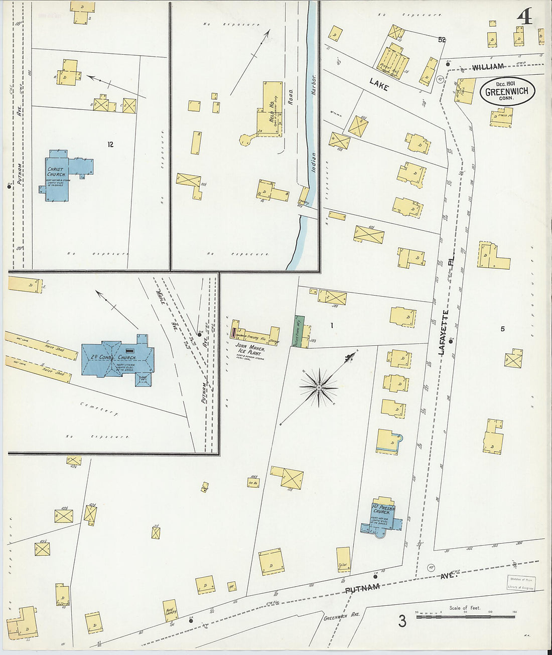 This old map of Greenwich, Fairfield County, Connecticut was created by Sanborn Map Company in 1901