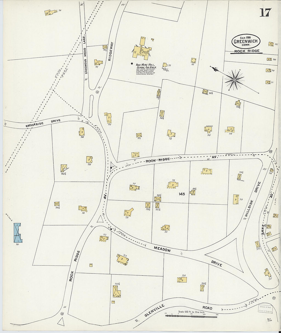 This old map of Greenwich, Fairfield County, Connecticut was created by Sanborn Map Company in 1906