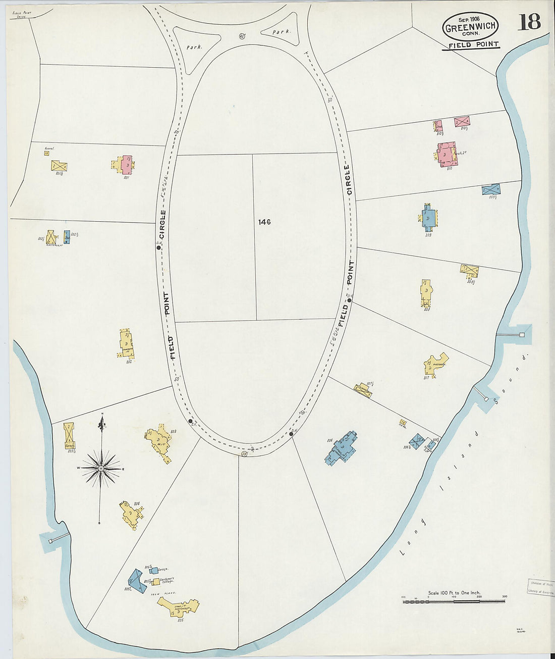 This old map of Greenwich, Fairfield County, Connecticut was created by Sanborn Map Company in 1906