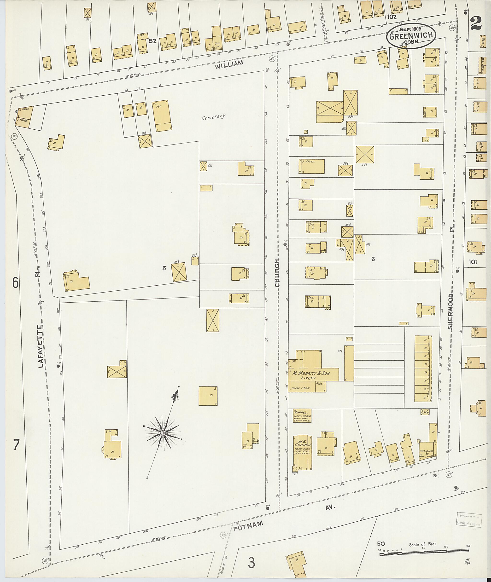 This old map of Greenwich, Fairfield County, Connecticut was created by Sanborn Map Company in 1906