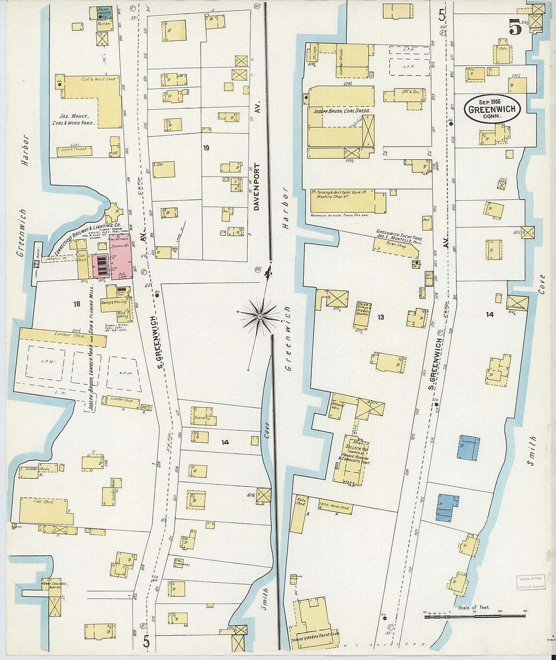This old map of Greenwich, Fairfield County, Connecticut was created by Sanborn Map Company in 1906