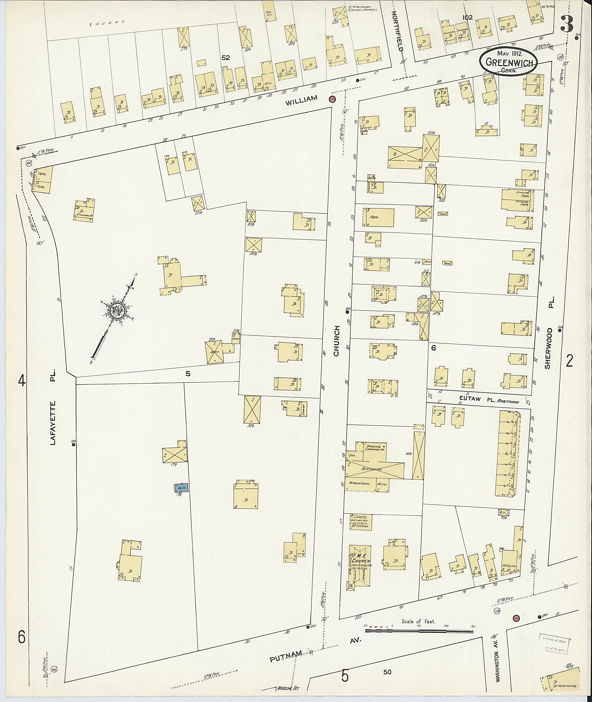 This old map of Greenwich, Fairfield County, Connecticut was created by Sanborn Map Company in 1912