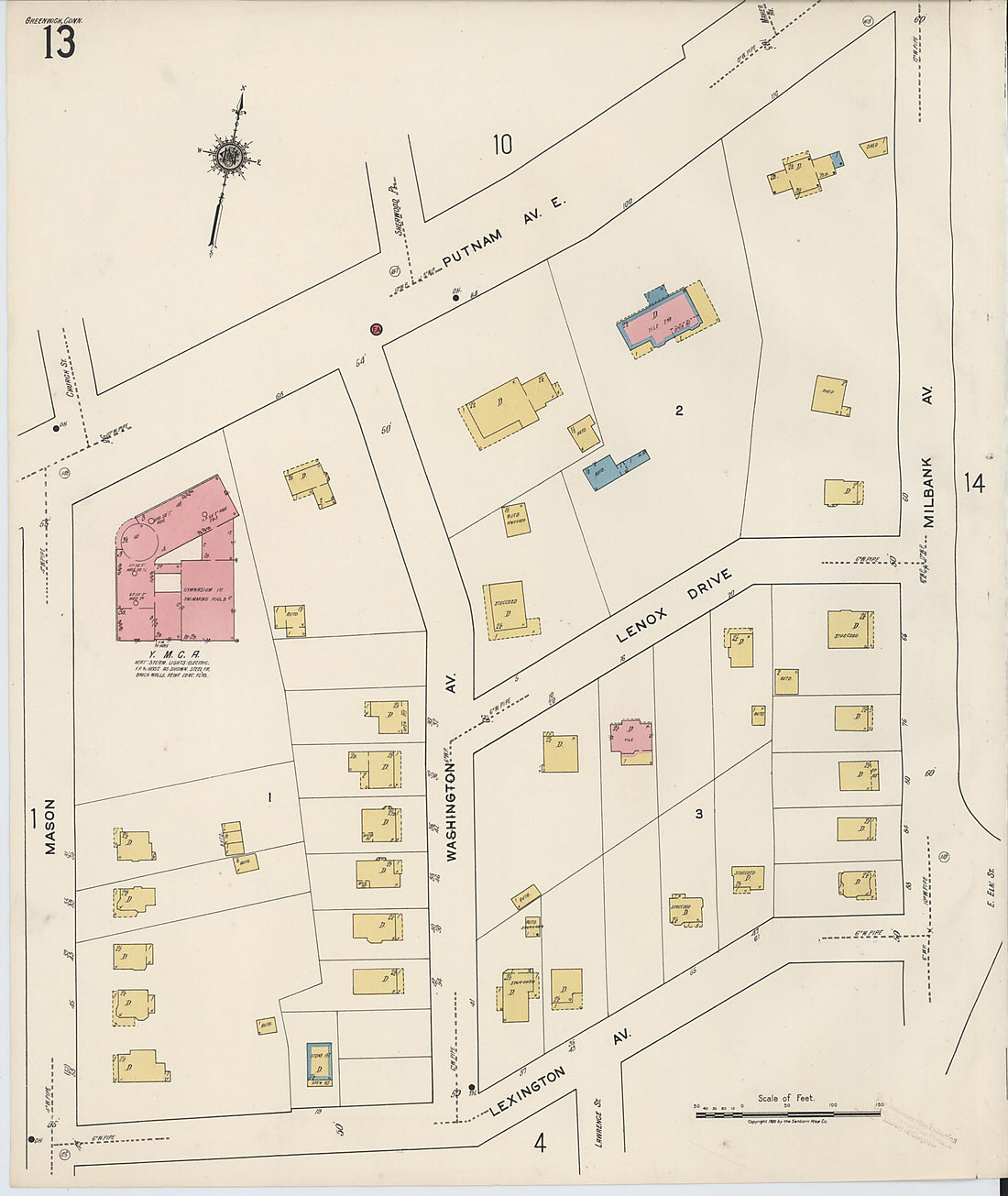 This old map of Greenwich, Fairfield County, Connecticut was created by Sanborn Map Company in 1920
