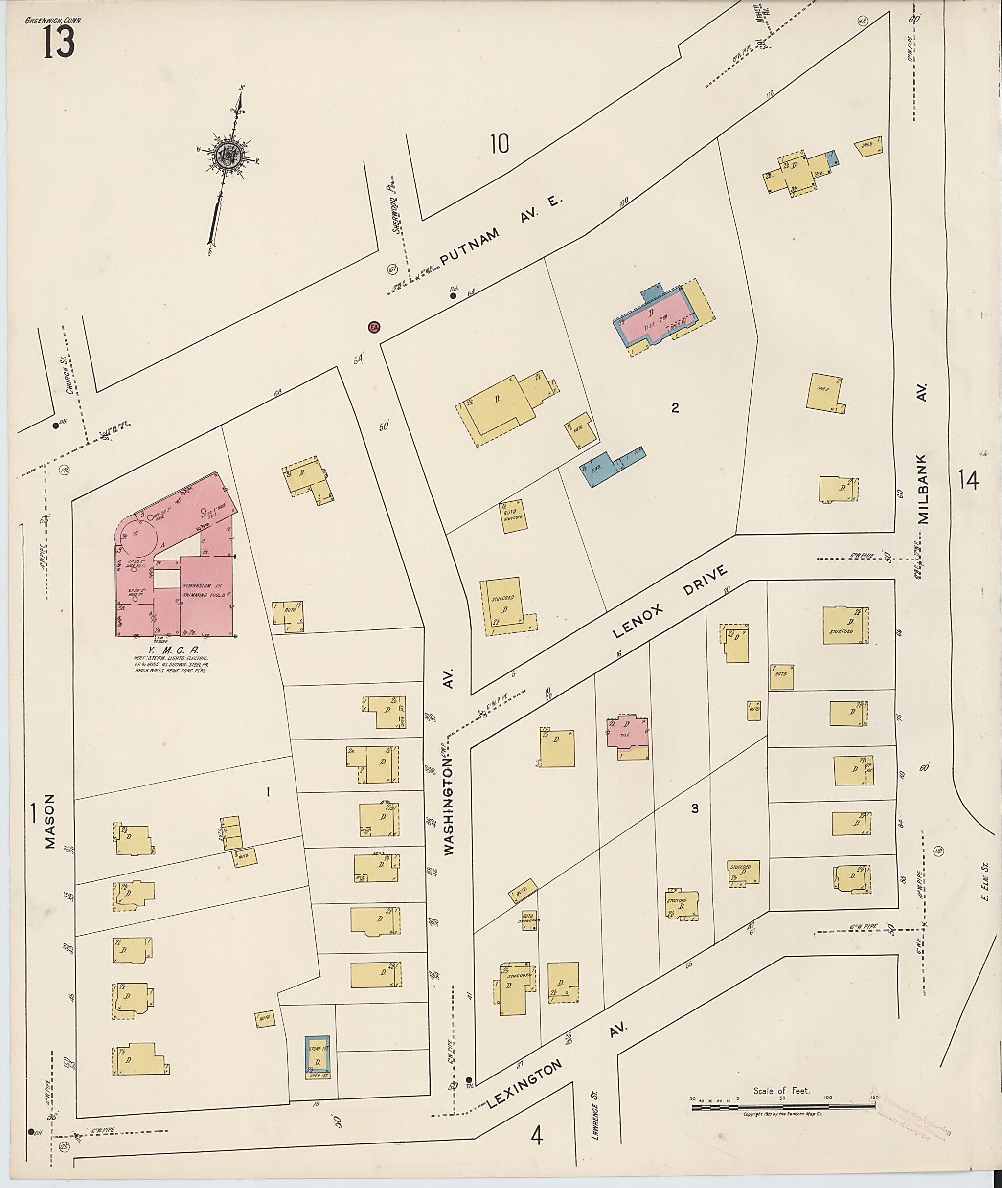 This old map of Greenwich, Fairfield County, Connecticut was created by Sanborn Map Company in 1920