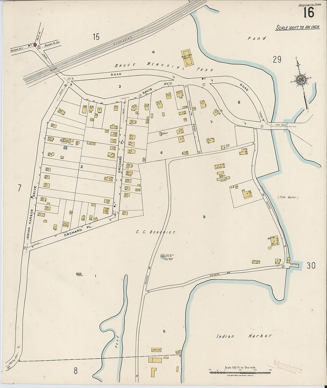 This old map of Greenwich, Fairfield County, Connecticut was created by Sanborn Map Company in 1920