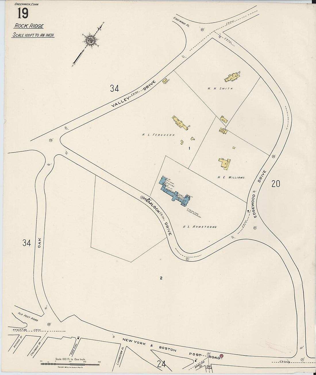 This old map of Greenwich, Fairfield County, Connecticut was created by Sanborn Map Company in 1920
