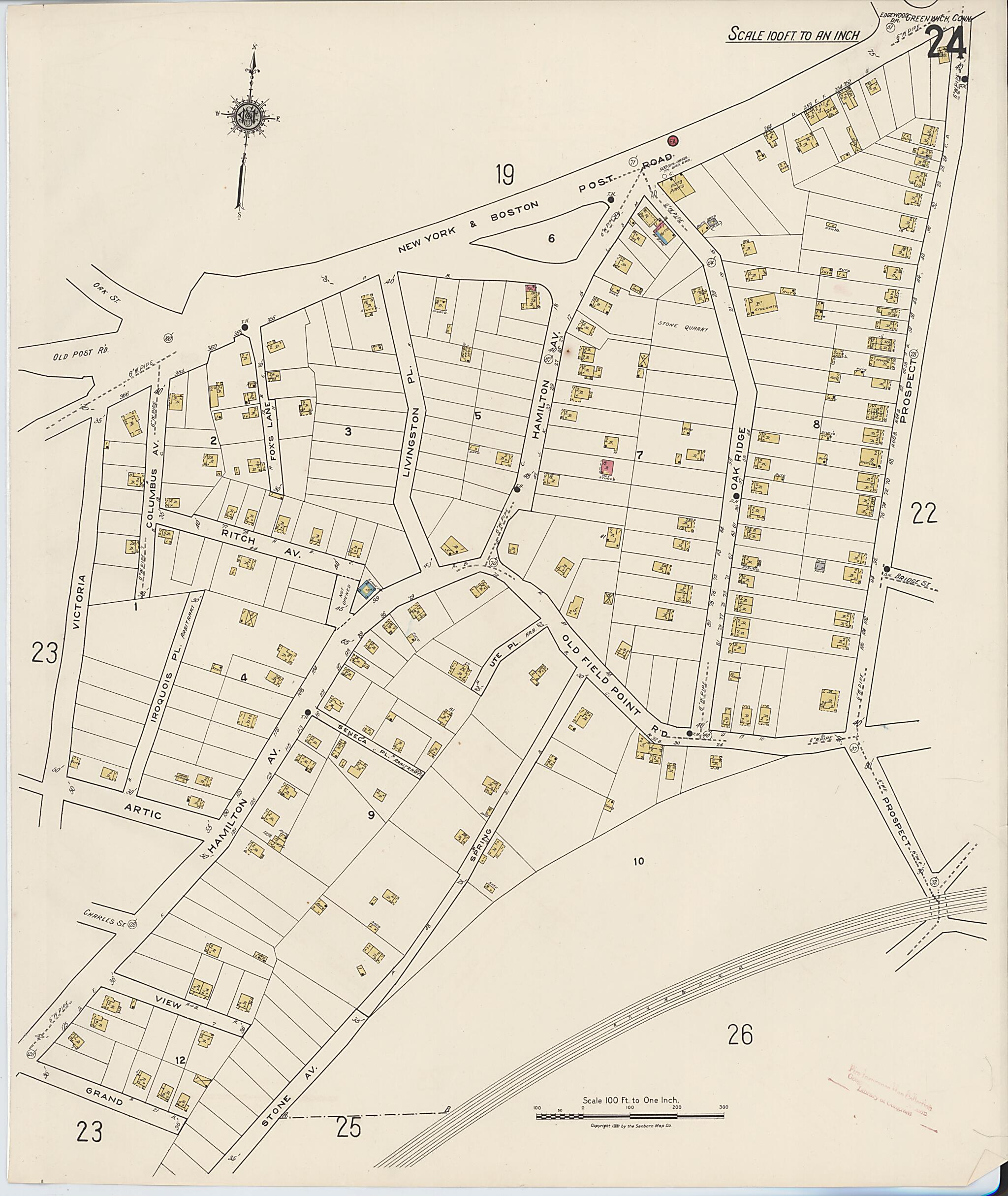 This old map of Greenwich, Fairfield County, Connecticut was created by Sanborn Map Company in 1920