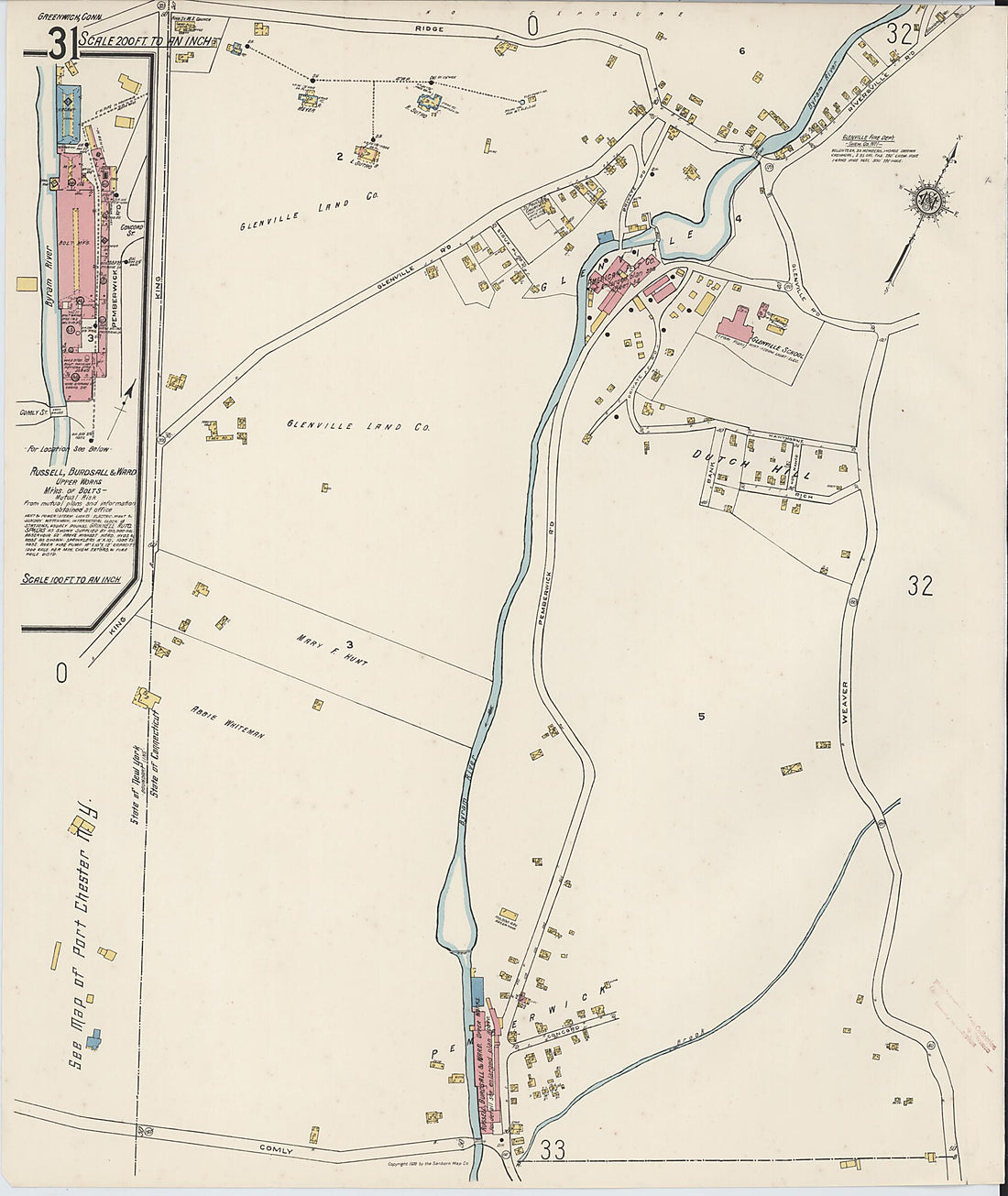 This old map of Greenwich, Fairfield County, Connecticut was created by Sanborn Map Company in 1920