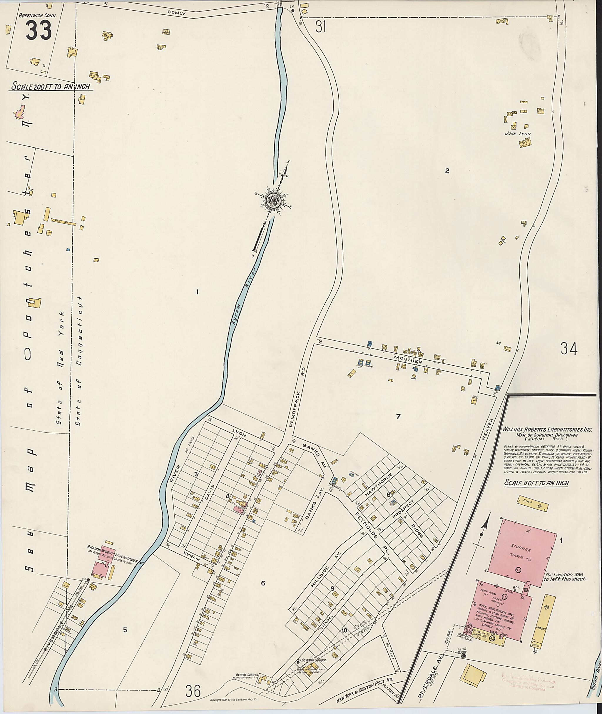 This old map of Greenwich, Fairfield County, Connecticut was created by Sanborn Map Company in 1920