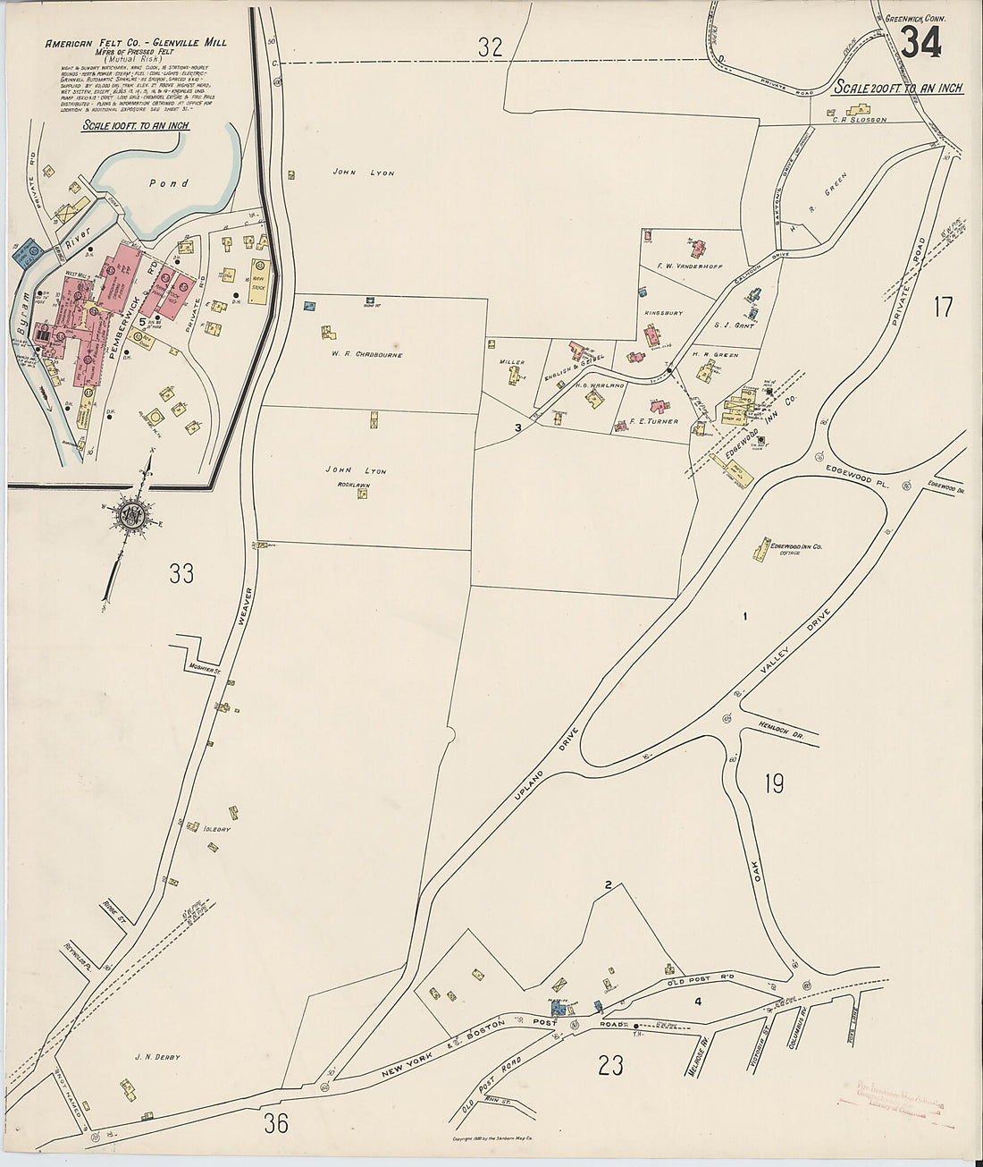 This old map of Greenwich, Fairfield County, Connecticut was created by Sanborn Map Company in 1920