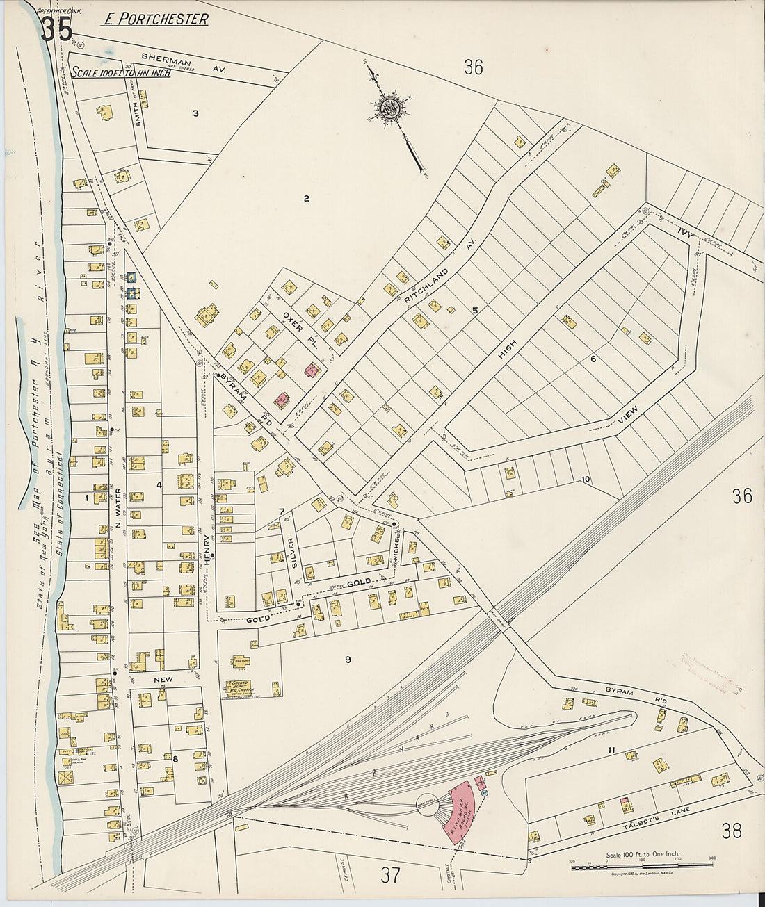 This old map of Greenwich, Fairfield County, Connecticut was created by Sanborn Map Company in 1920