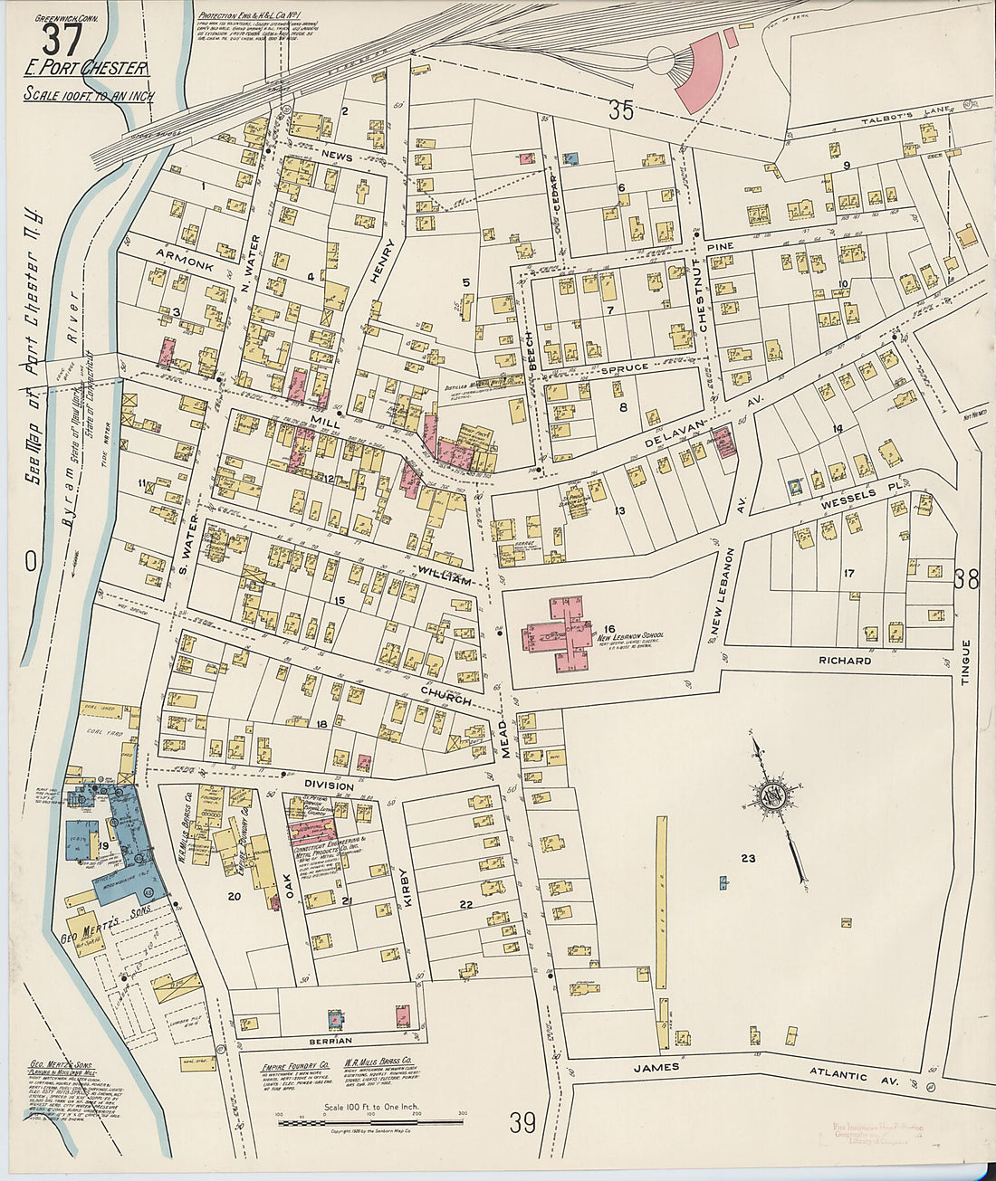 This old map of Greenwich, Fairfield County, Connecticut was created by Sanborn Map Company in 1920
