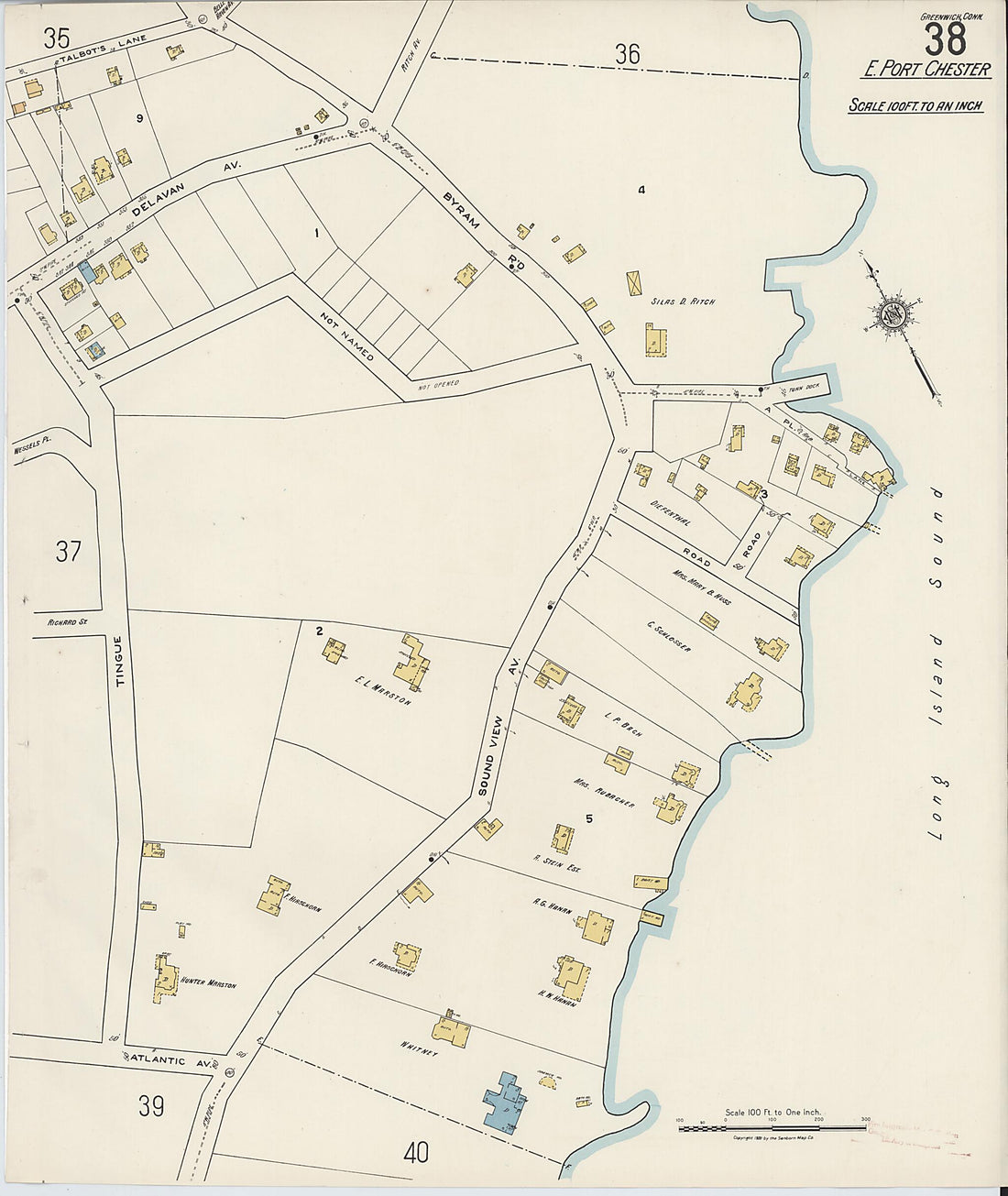 This old map of Greenwich, Fairfield County, Connecticut was created by Sanborn Map Company in 1920