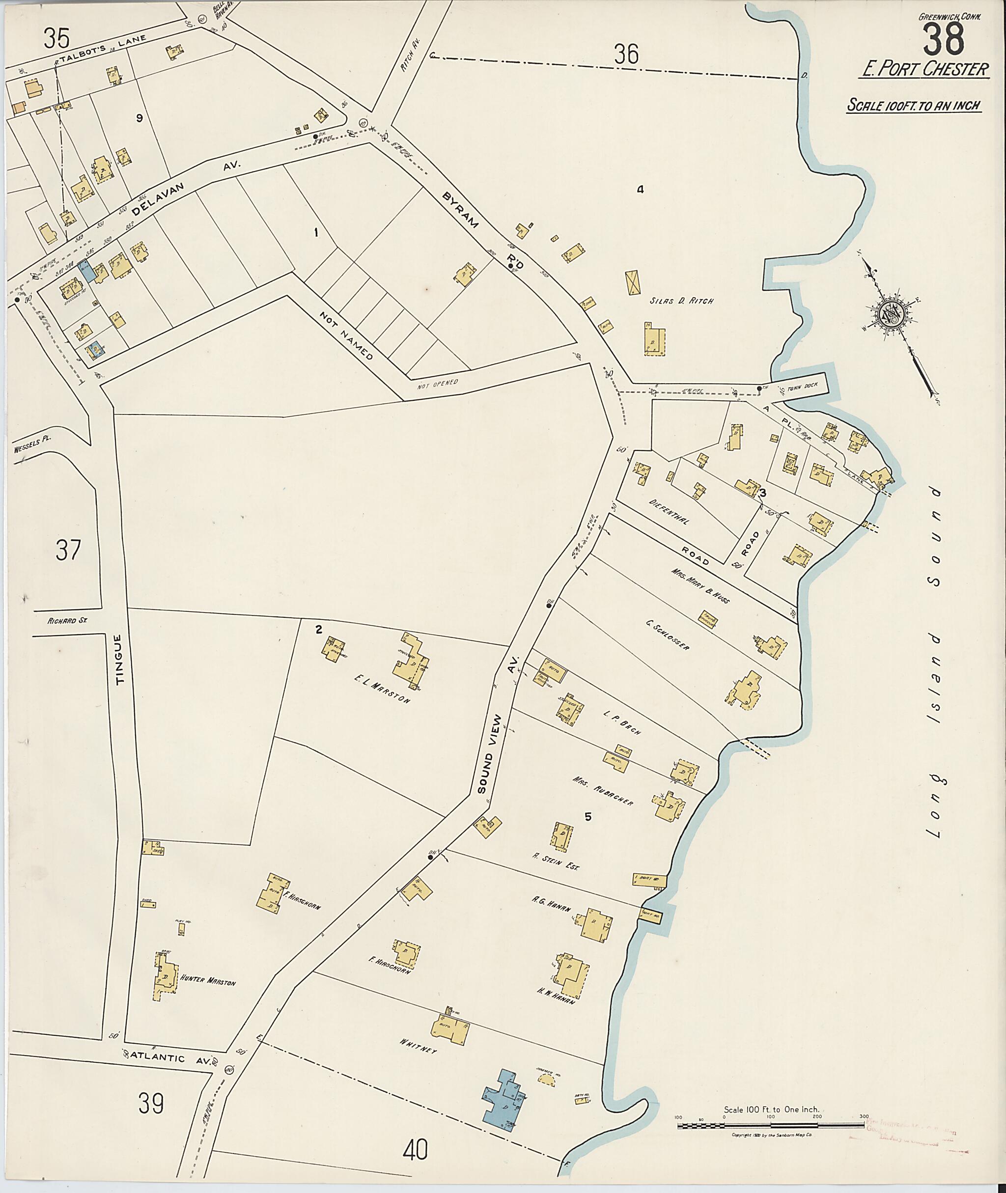 This old map of Greenwich, Fairfield County, Connecticut was created by Sanborn Map Company in 1920