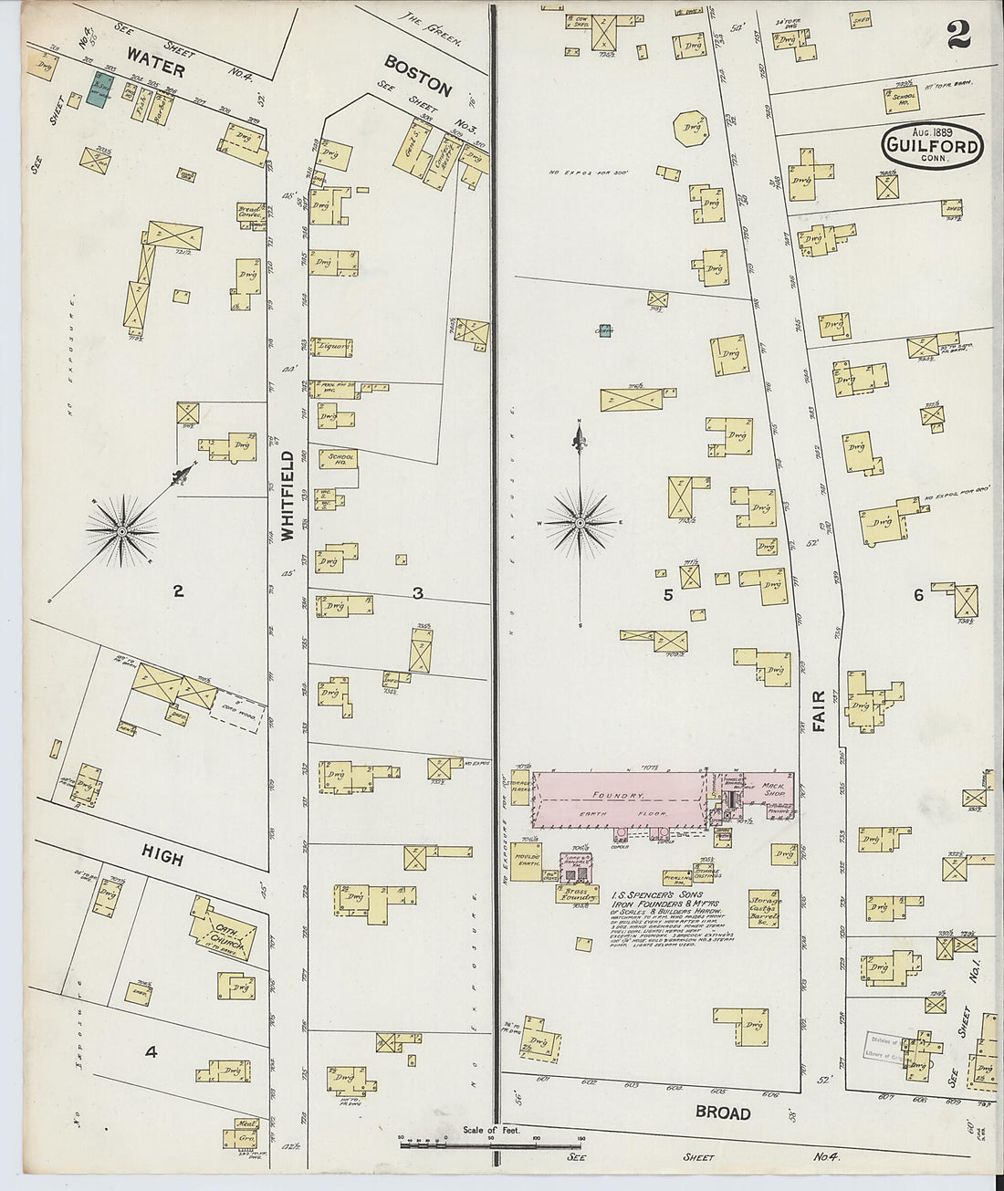 This old map of Guilford, New Haven County, Connecticut was created by Sanborn Map Company in 1889