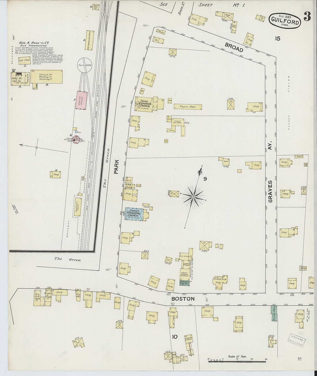This old map of Guilford, New Haven County, Connecticut was created by Sanborn Map Company in 1889
