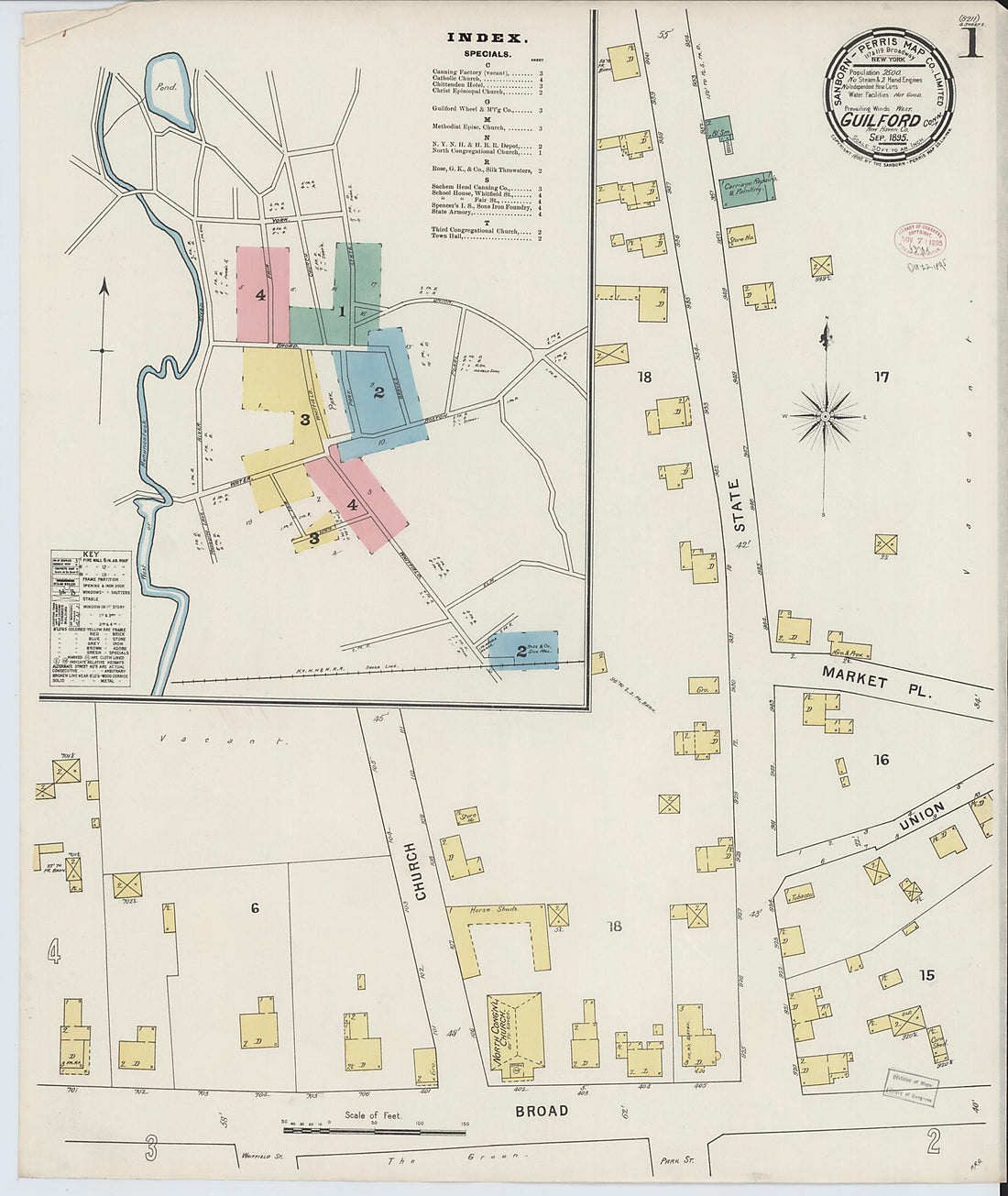 This old map of Guilford, New Haven County, Connecticut was created by Sanborn Map Company in 1895