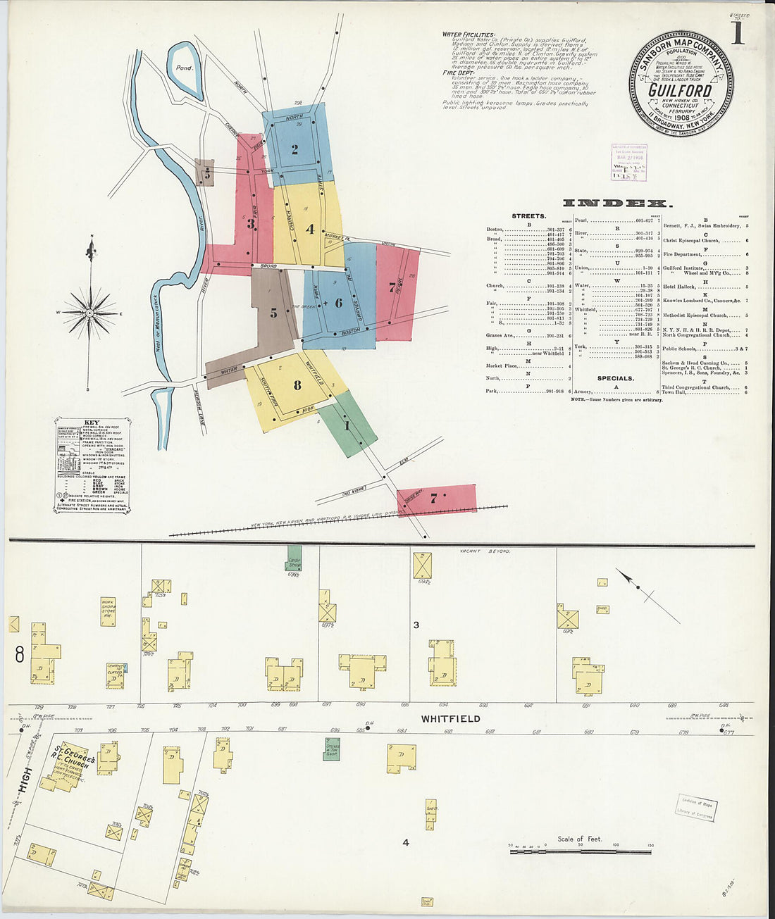 This old map of Guilford, New Haven County, Connecticut was created by Sanborn Map Company in 1908