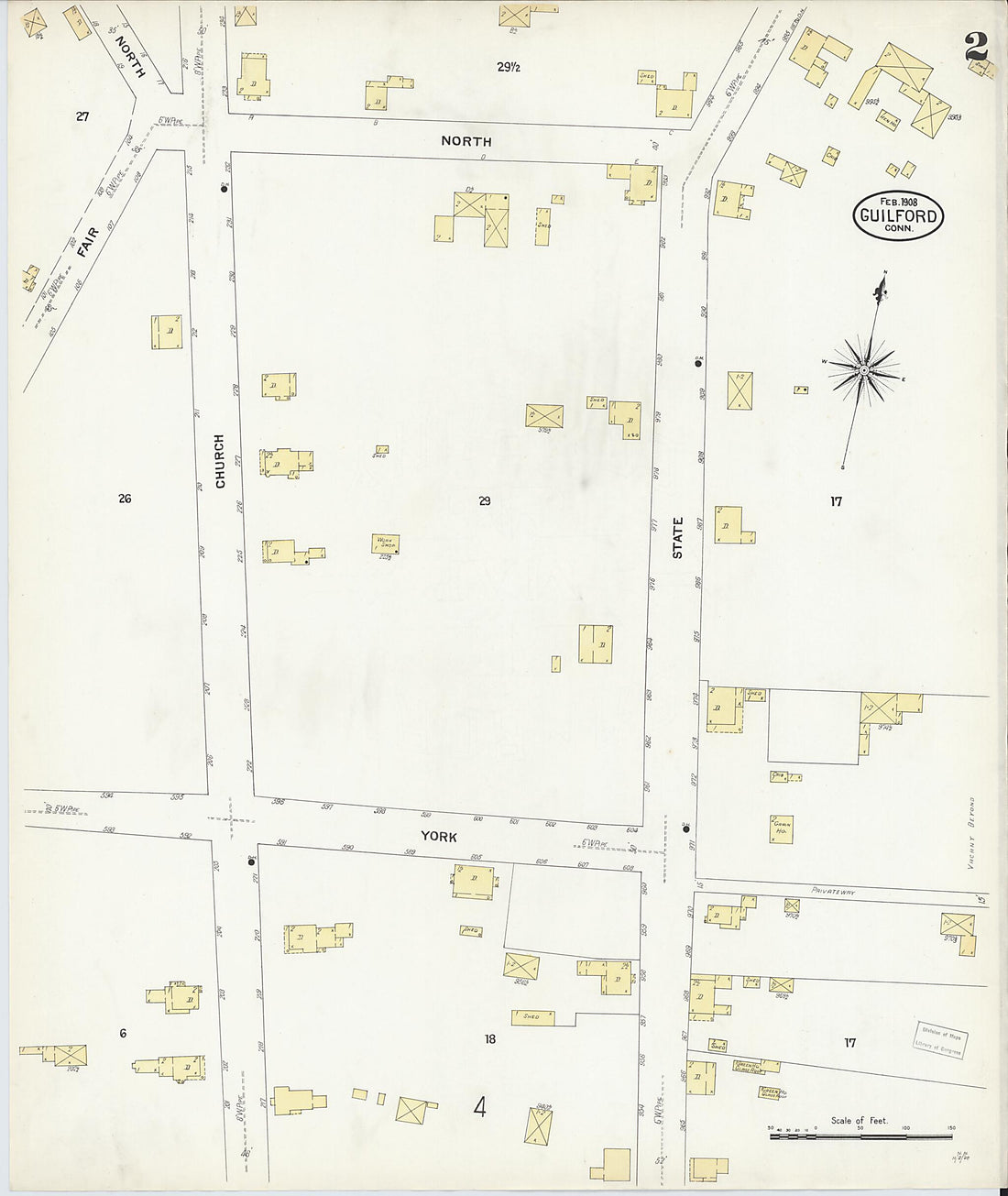 This old map of Guilford, New Haven County, Connecticut was created by Sanborn Map Company in 1908