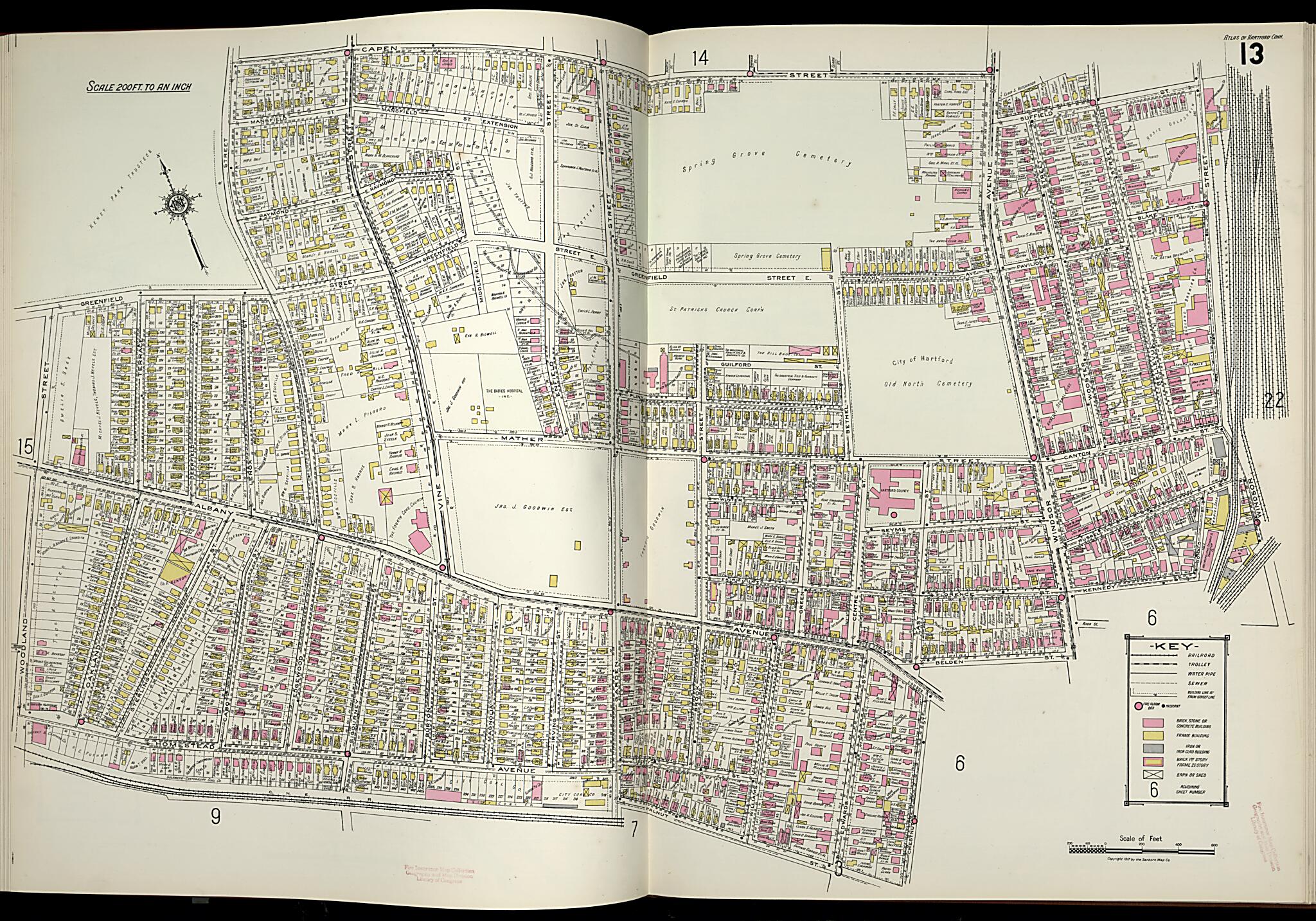 Hartford, Hartford County, Connecticut 1917 (Sheet 17) by Relic Map Company