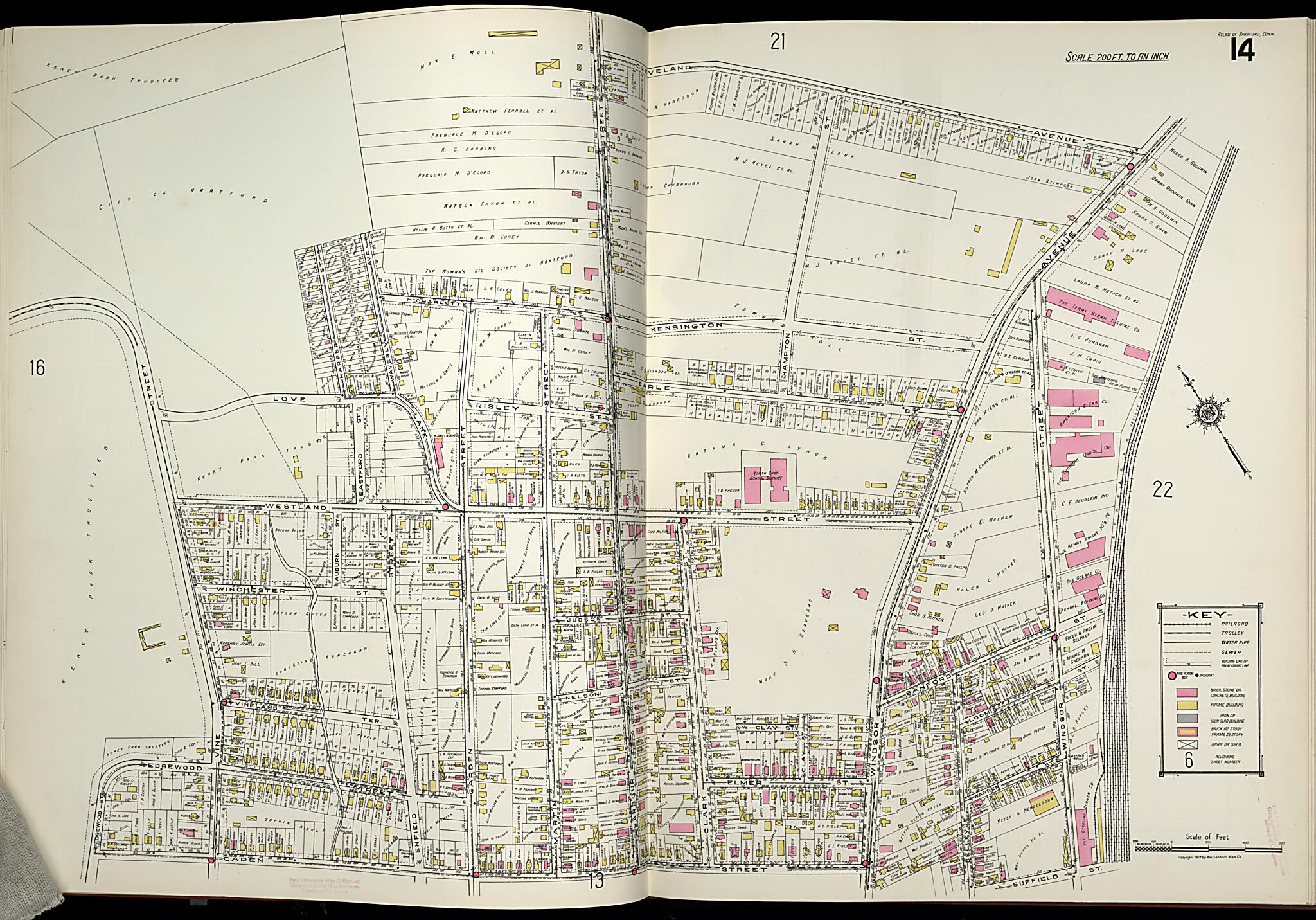 Hartford, Hartford County, Connecticut 1917 (Sheet 18) by Relic Map Company