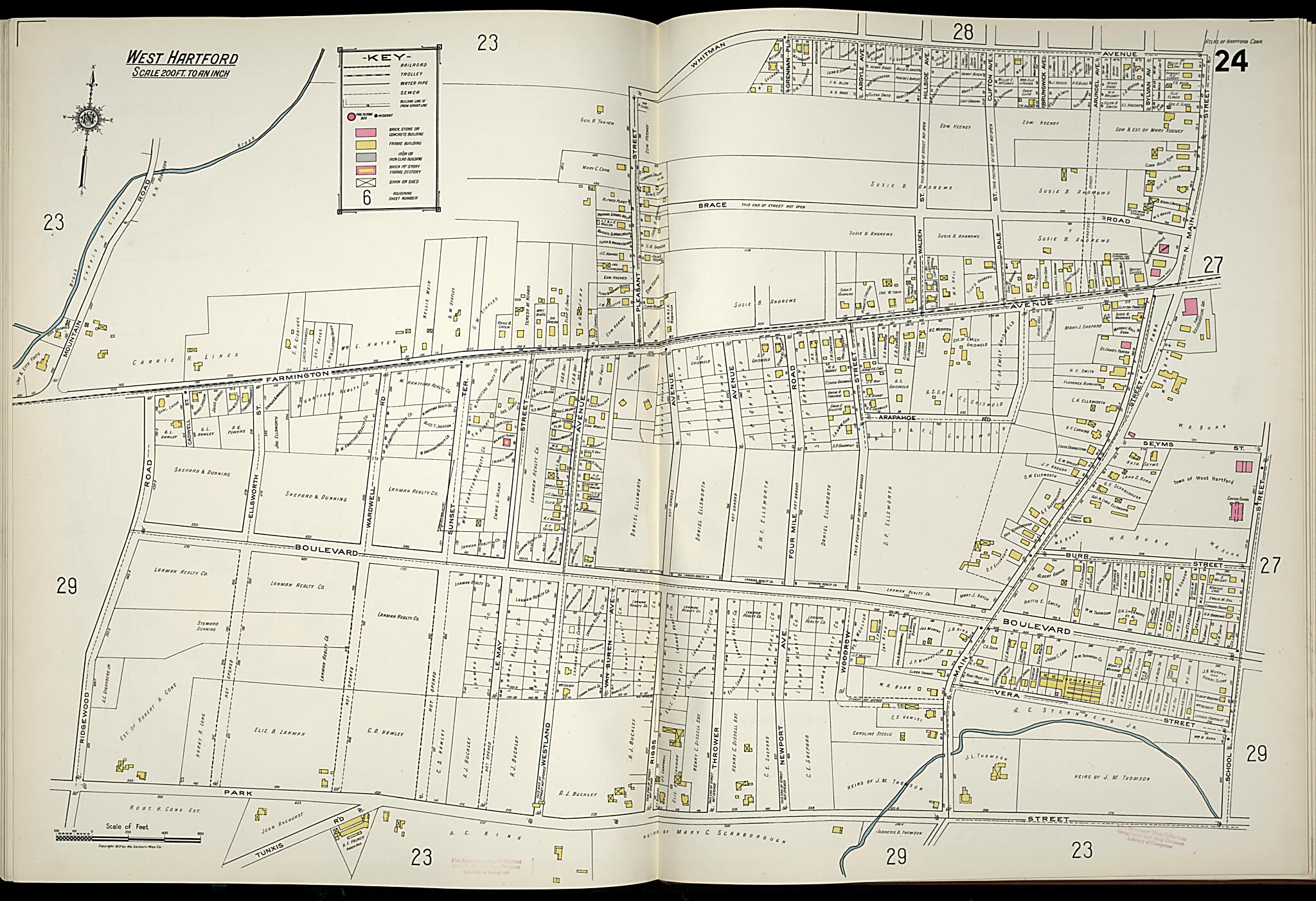 Hartford, Hartford County, Connecticut 1917 (Sheet 28) by Relic Map Company