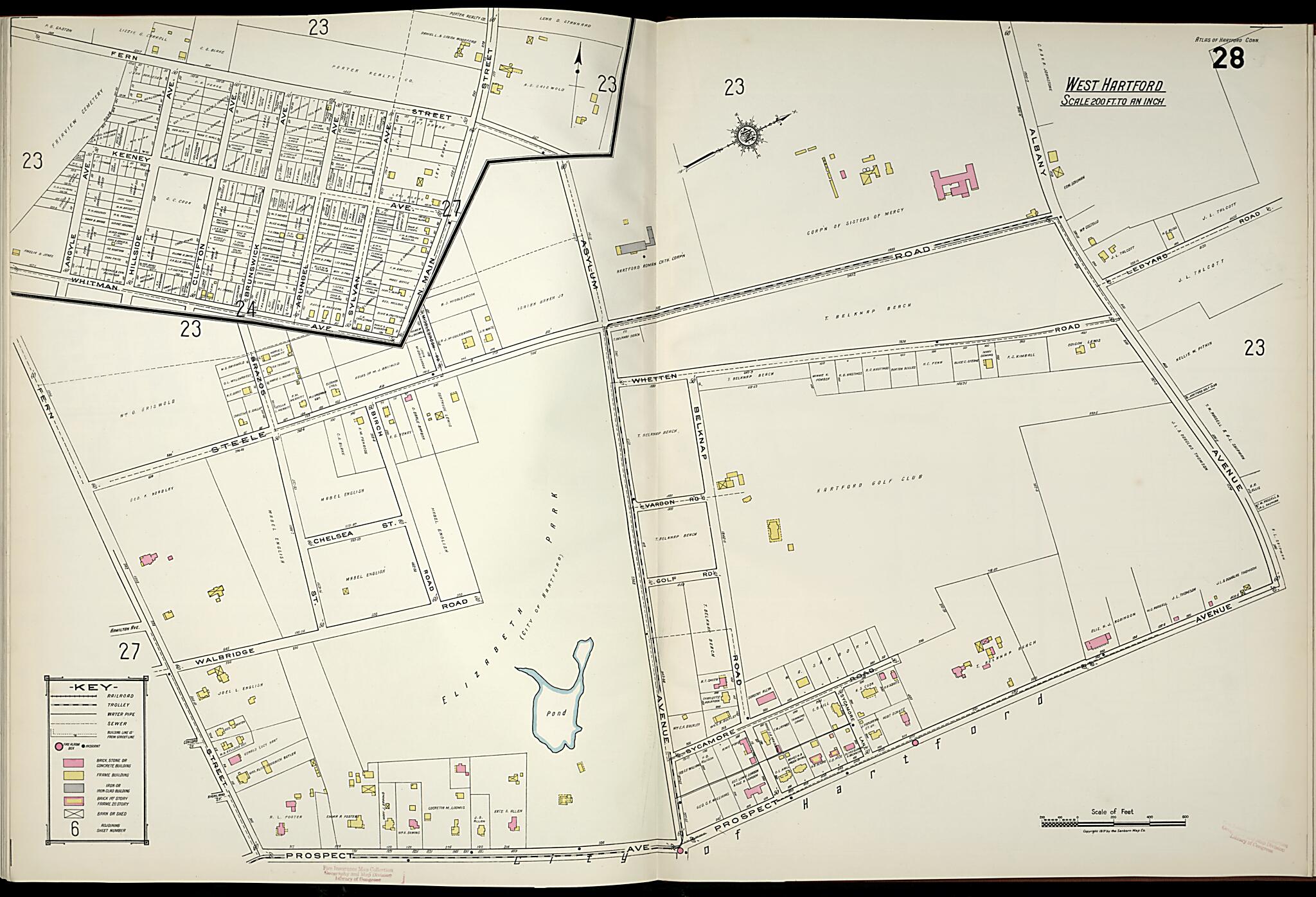 Hartford, Hartford County, Connecticut 1917 (Sheet 32) by Relic Map Company