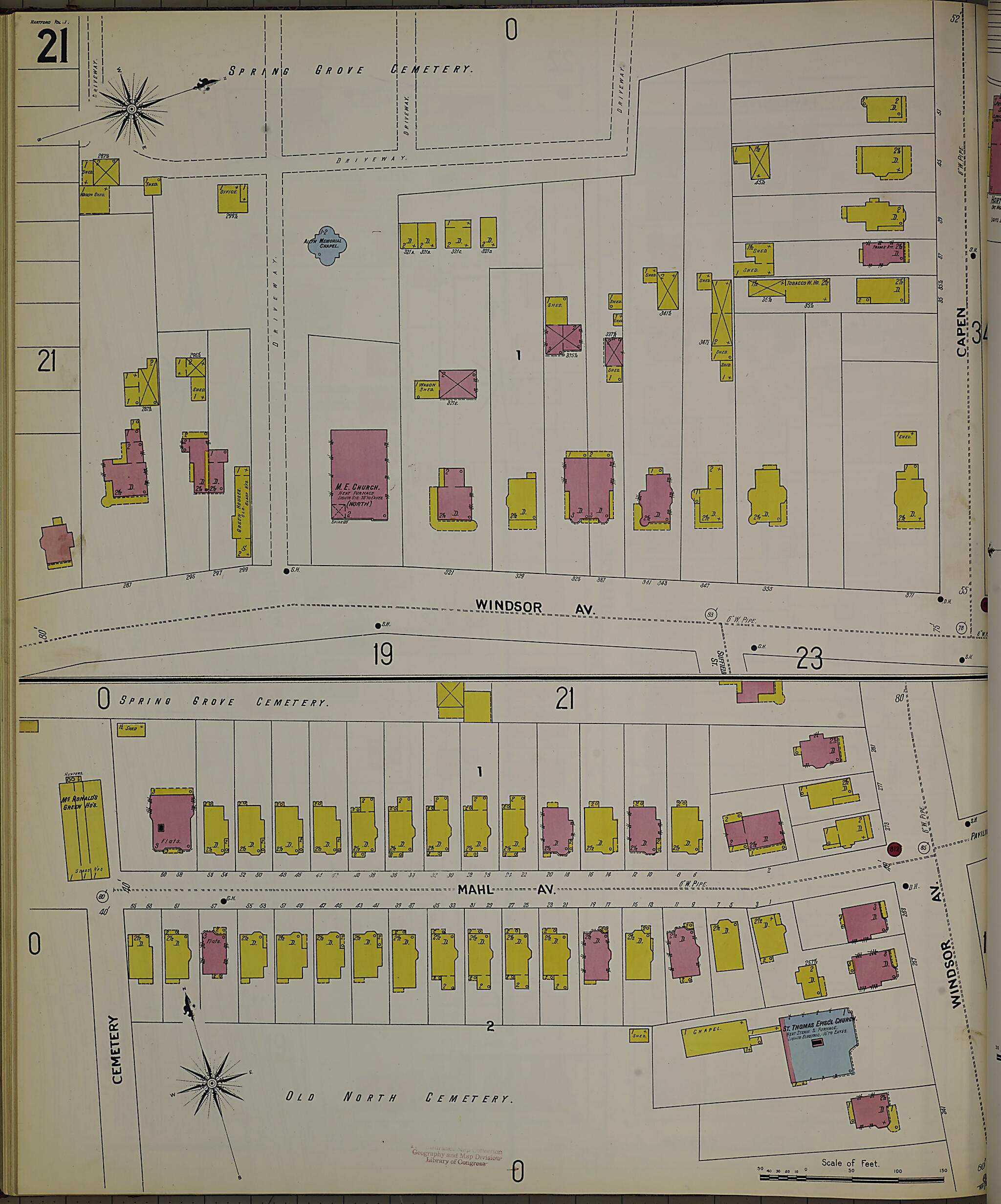 This old map of Hartford, Hartford County, Connecticut was created by Sanborn Map Company in 1900