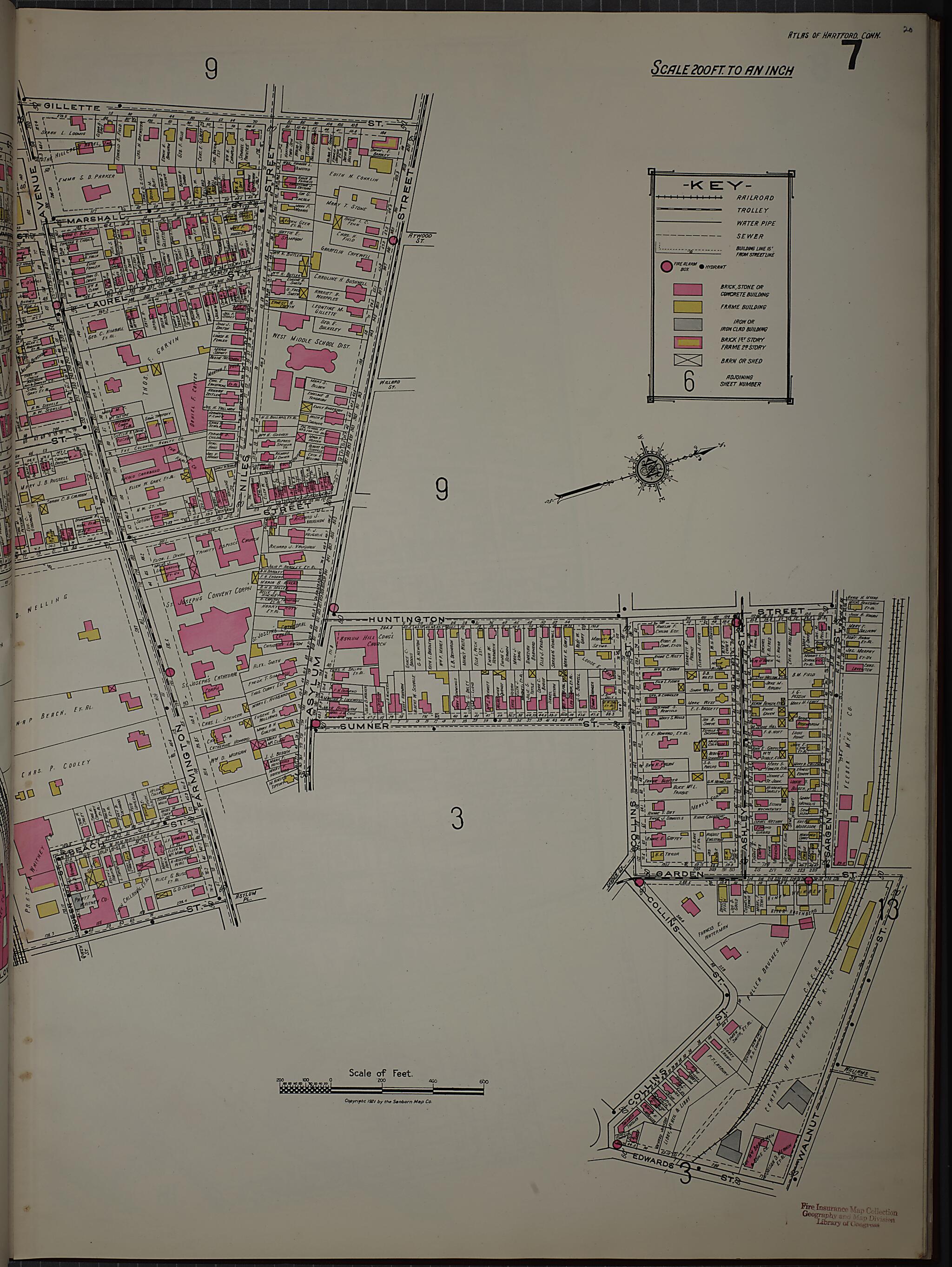 This old map of West Hartford, Hartford County, Connecticut was created by Sanborn Map Company in 1920