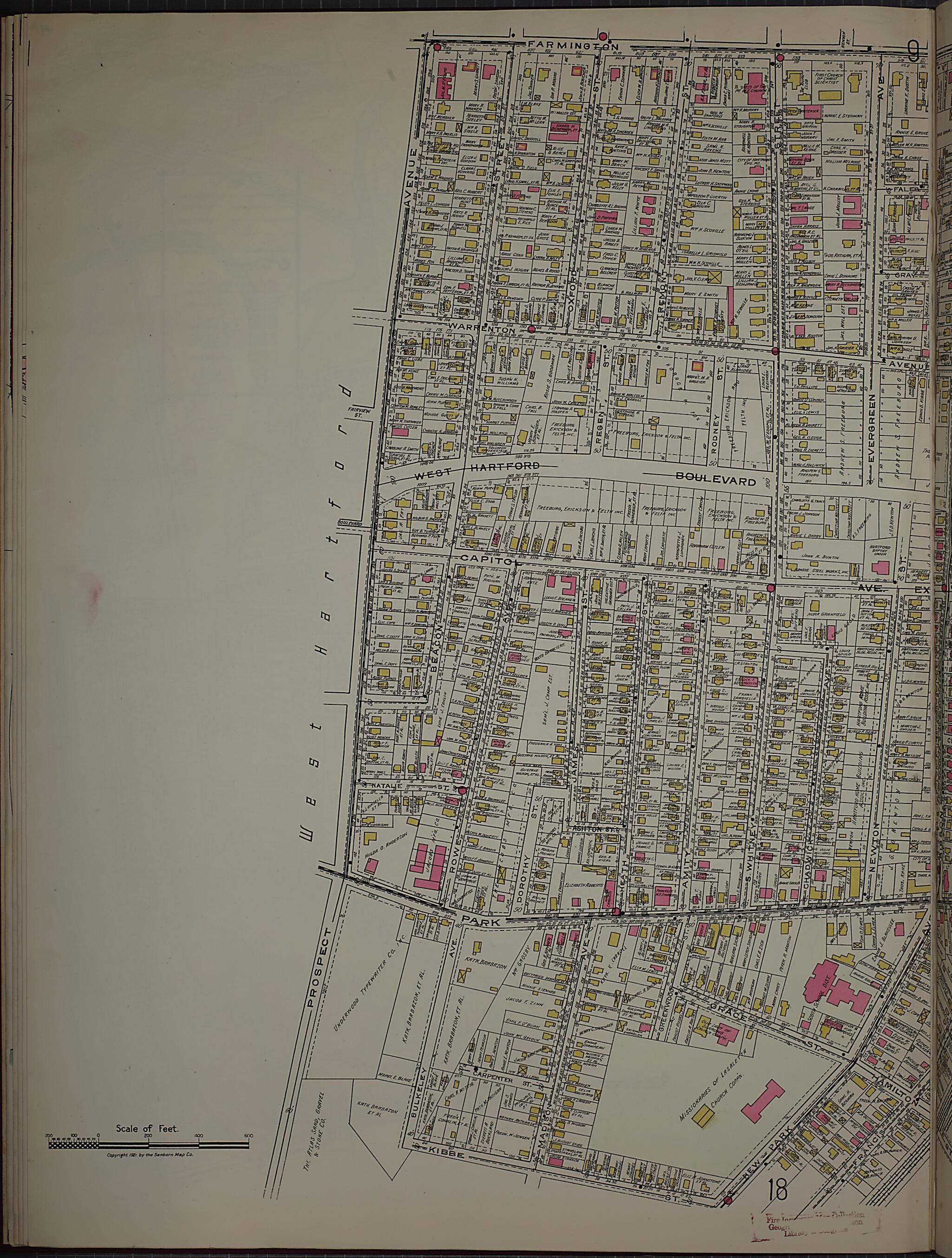 This old map of West Hartford, Hartford County, Connecticut was created by Sanborn Map Company in 1920
