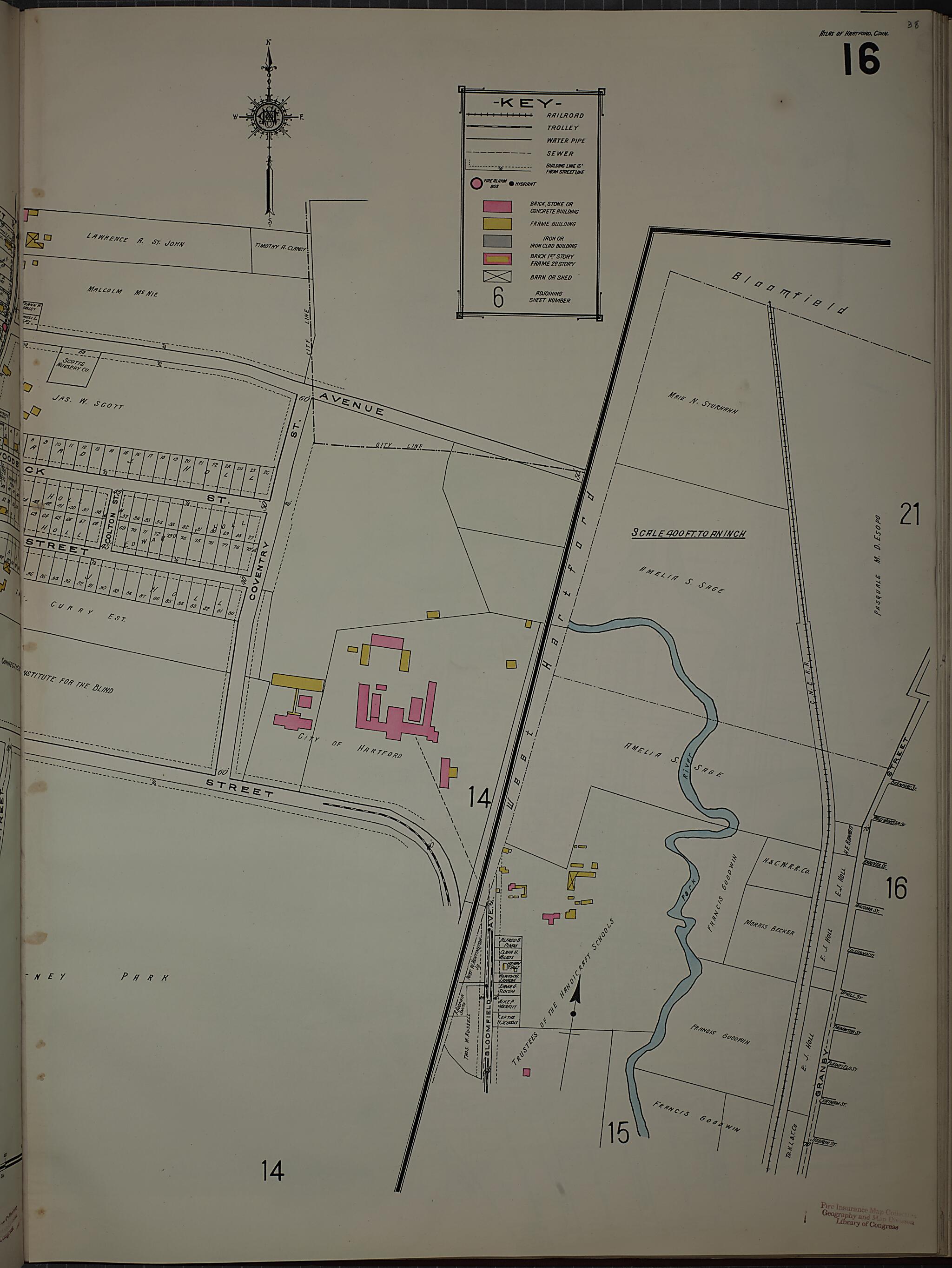 This old map of West Hartford, Hartford County, Connecticut was created by Sanborn Map Company in 1920