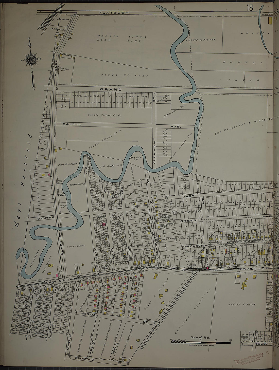 This old map of West Hartford, Hartford County, Connecticut was created by Sanborn Map Company in 1920