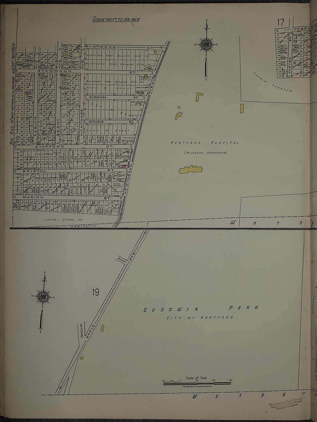 This old map of West Hartford, Hartford County, Connecticut was created by Sanborn Map Company in 1920
